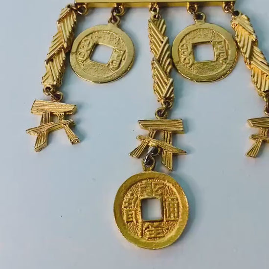 60s Kenneth Lane Massive Chinese Dragon Pendant Necklace