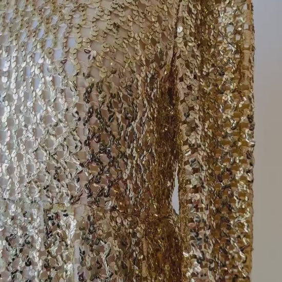 Archived Anne Fogarty Gold Sequins Maxi Dress