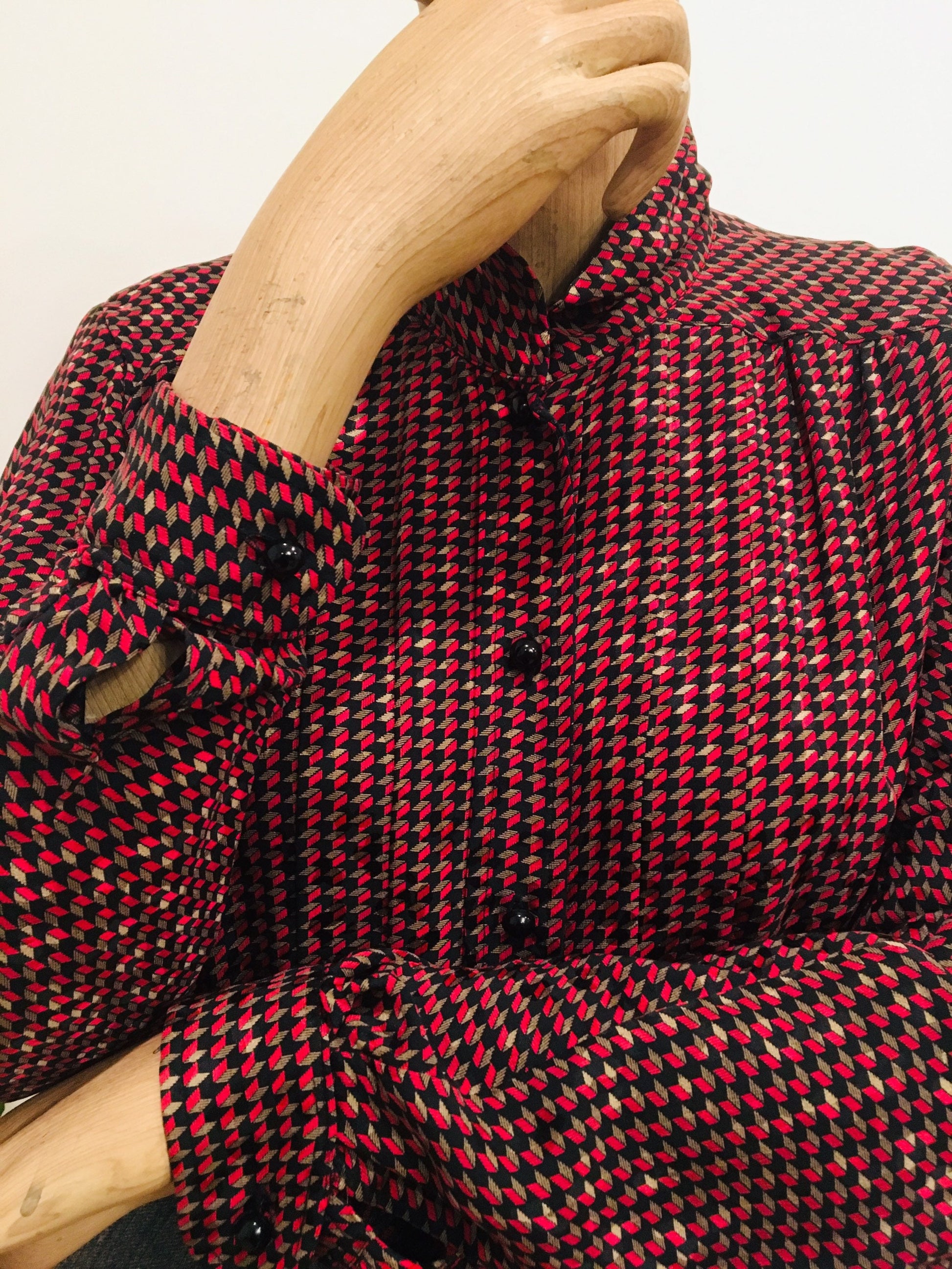 80s Silk Blouse / Vintage Don Sayres / RARE Silk Print Blouse