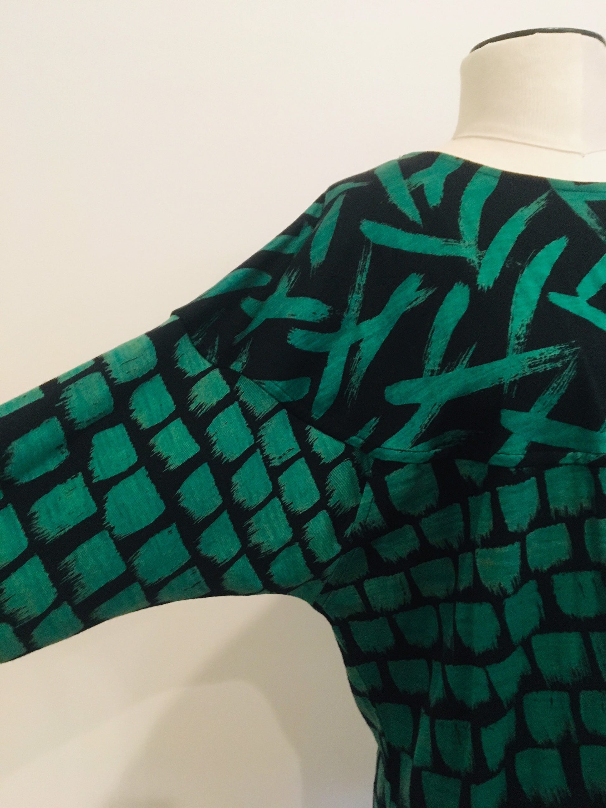 70s Missoni / Cocoon Dress / Pop Art Dress / Vintage Missoni / Vintage Green and Black Dress / Grunge Style