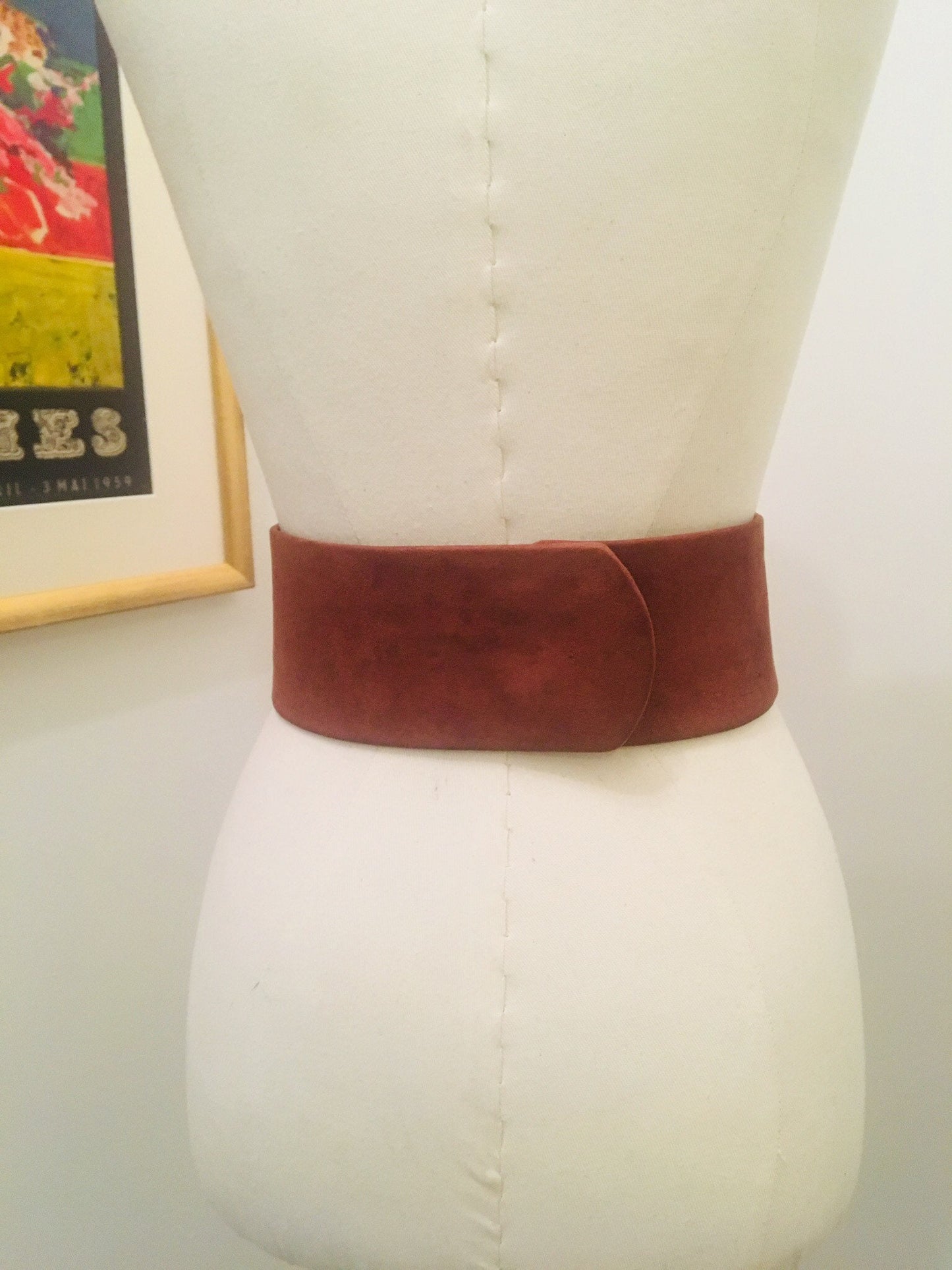 80s wide suede belt/ knot suede belt / straight wide belt/ suede brown belt / fringe belt