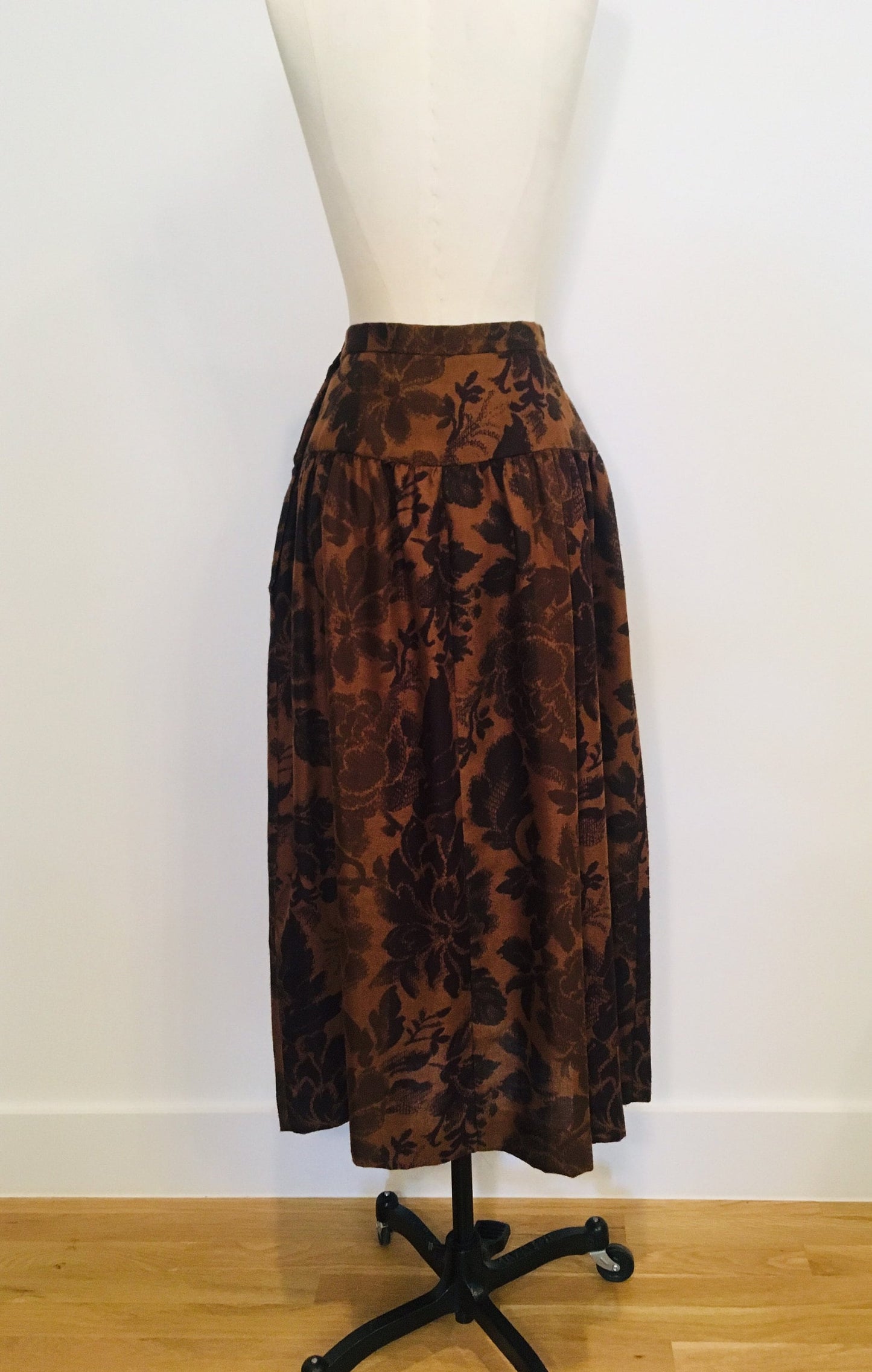 Vintage Pierre Cardin Autumn Midi Skirt / Brown Fall Skirt