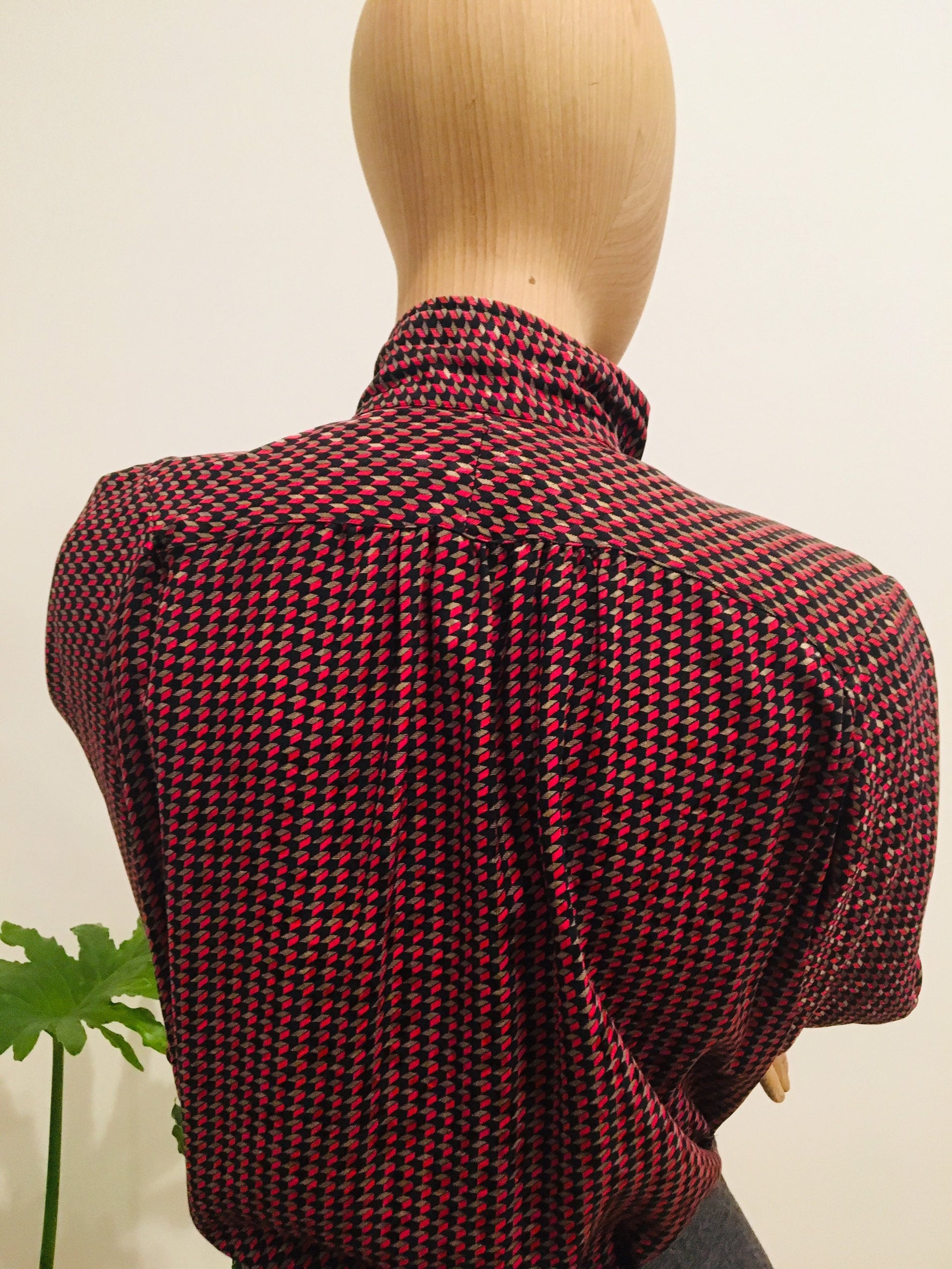 80s Silk Blouse / Vintage Don Sayres / RARE Silk Print Blouse