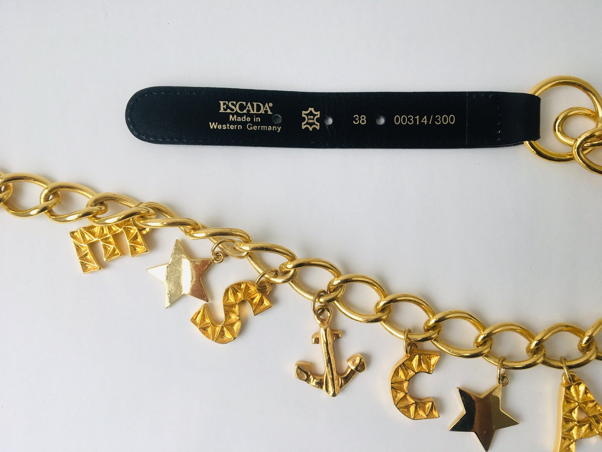 Escada Chain Gold Belt / Nautical Belt / 80s Escada Belt / Couture Belt / Gold Chain Belt