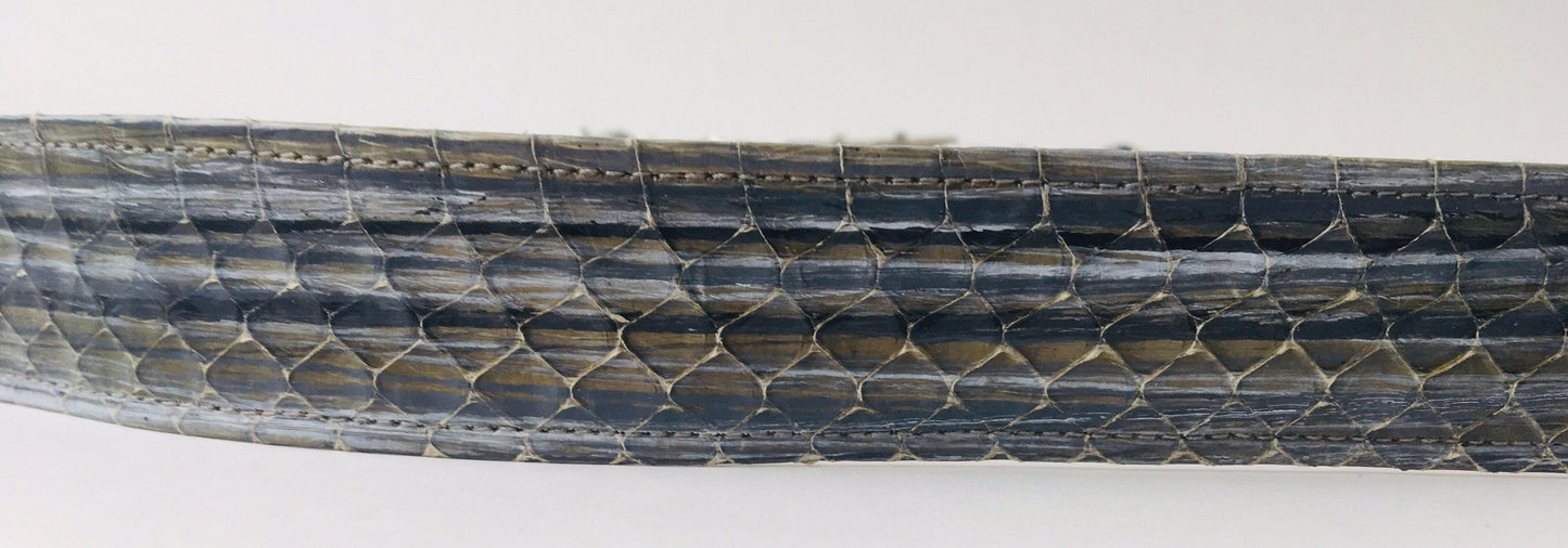 Vintage Snake Skin Belt / Oversized Buckle / Grey Snake Skin Belt /Adjustable Belt