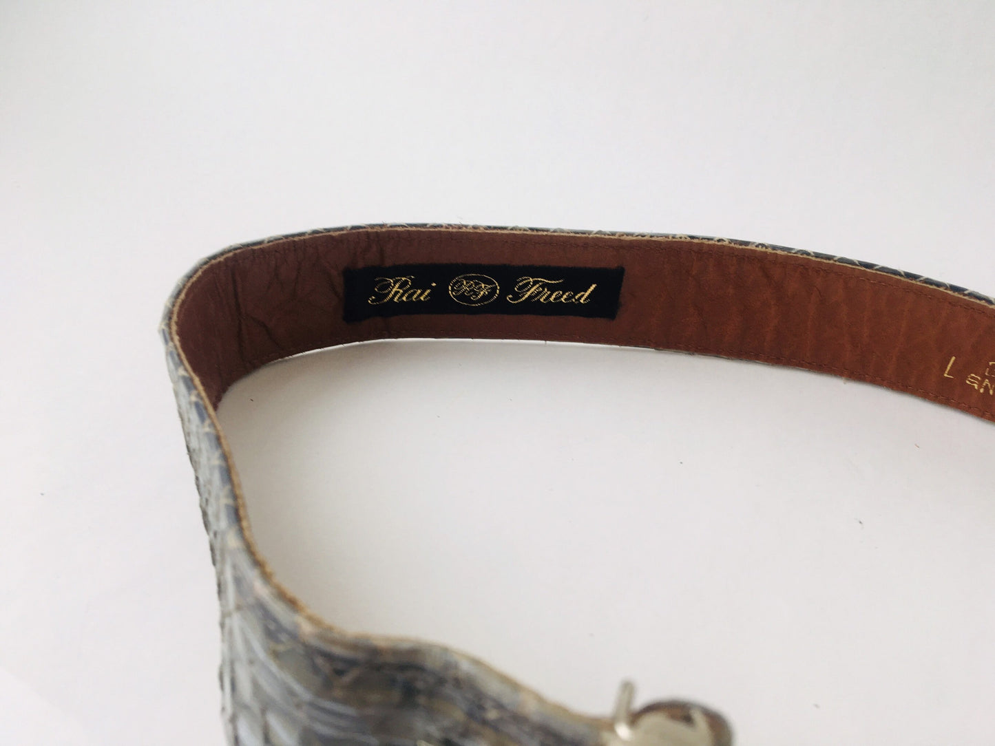 Vintage Snake Skin Belt / Oversized Buckle / Grey Snake Skin Belt /Adjustable Belt