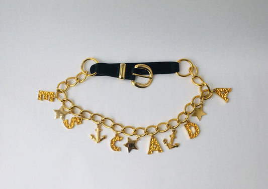 Escada Chain Gold Belt / Nautical Belt / 80s Escada Belt / Couture Belt / Gold Chain Belt