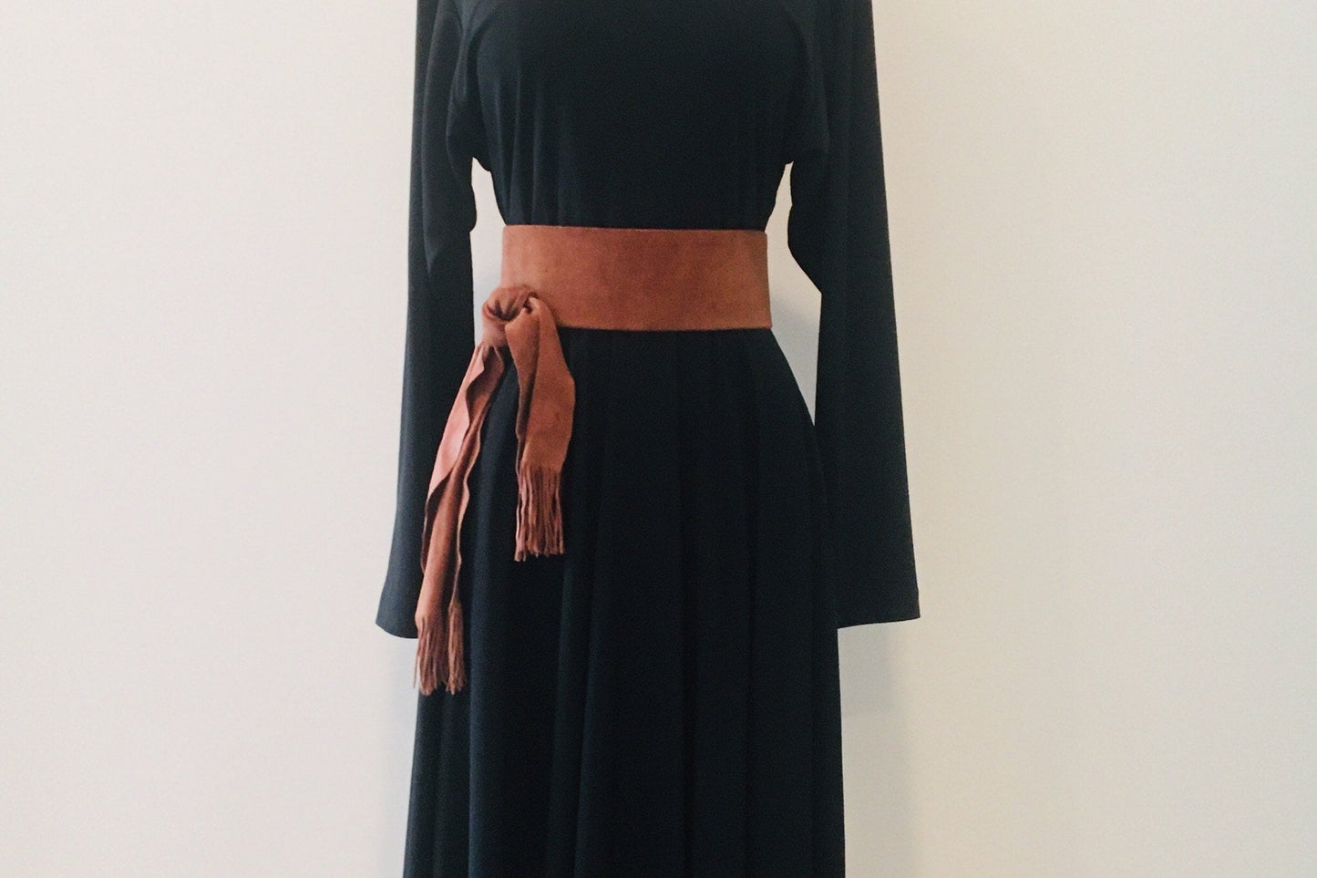 80s wide suede belt/ knot suede belt / straight wide belt/ suede brown belt / fringe belt