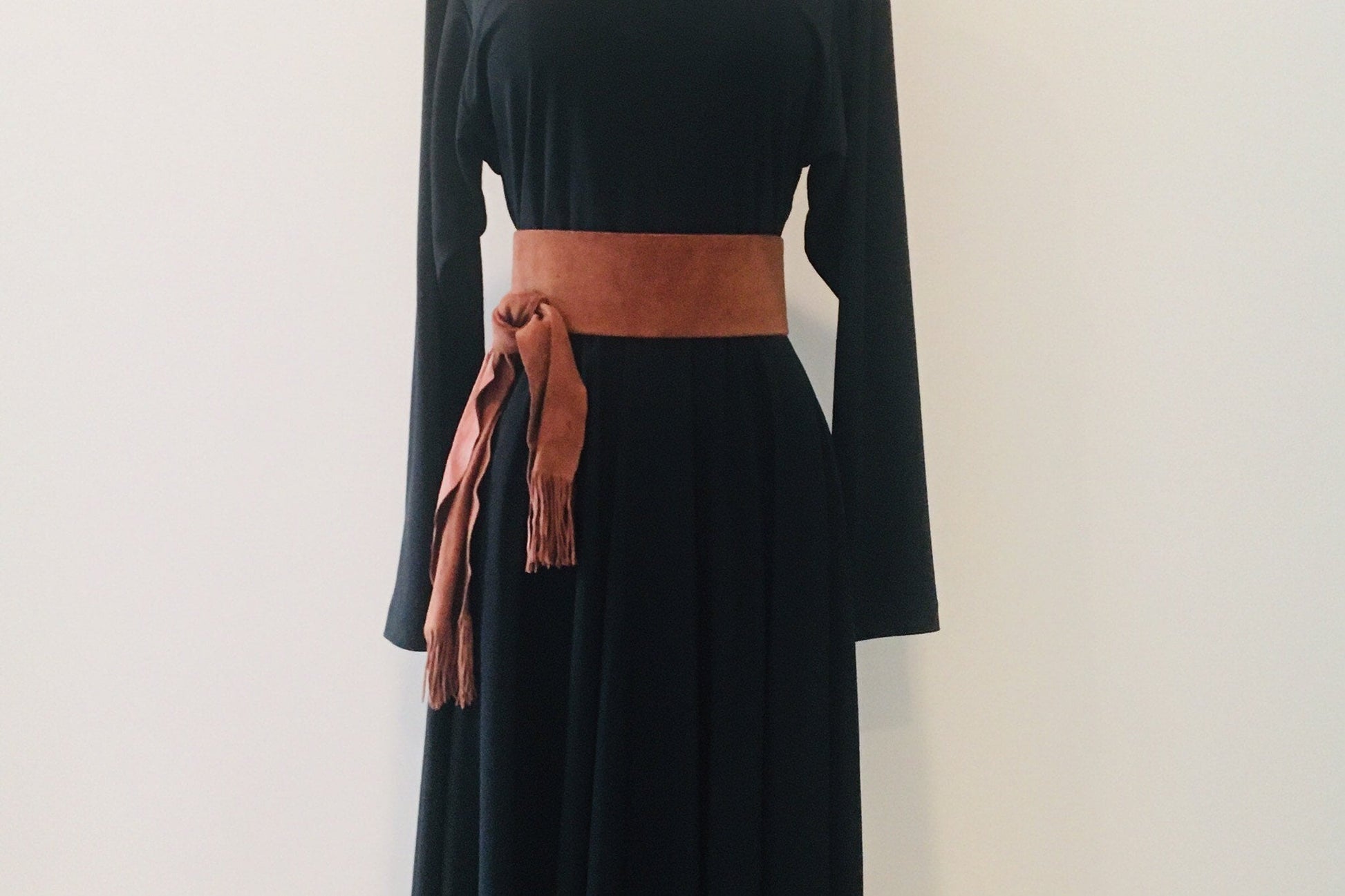 80s wide suede belt/ knot suede belt / straight wide belt/ suede brown belt / fringe belt