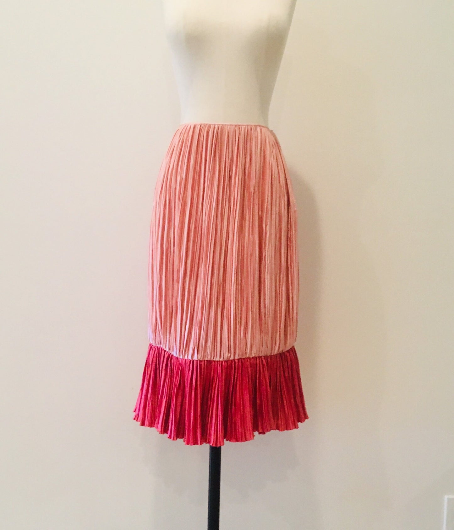 Mary McFadden Pleated Skirt / Mary McFadden Pleated Skirt / 80s Couture Skirt /Pink Pleated Skirt