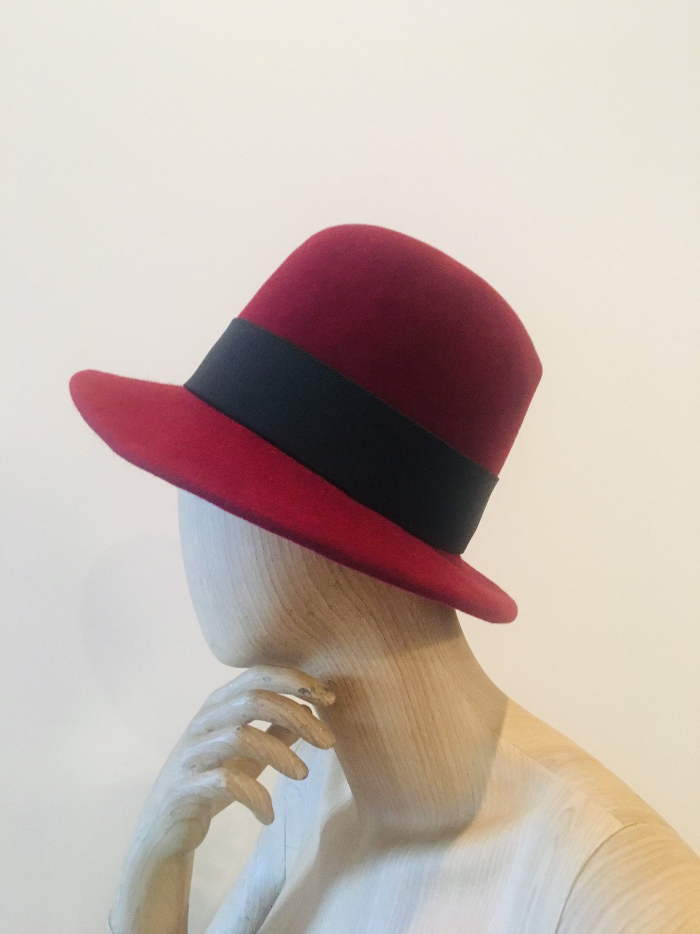 Vintage Burgundy Wool Homburg Hat / Wool Homburg Hat / Burgundy Wool Hat