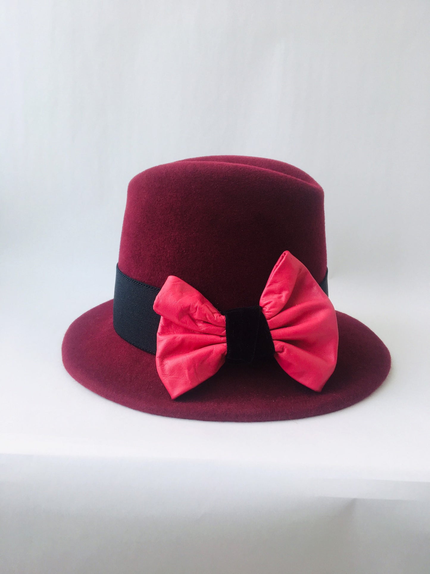 Vintage Burgundy Wool Homburg Hat / Wool Homburg Hat / Burgundy Wool Hat