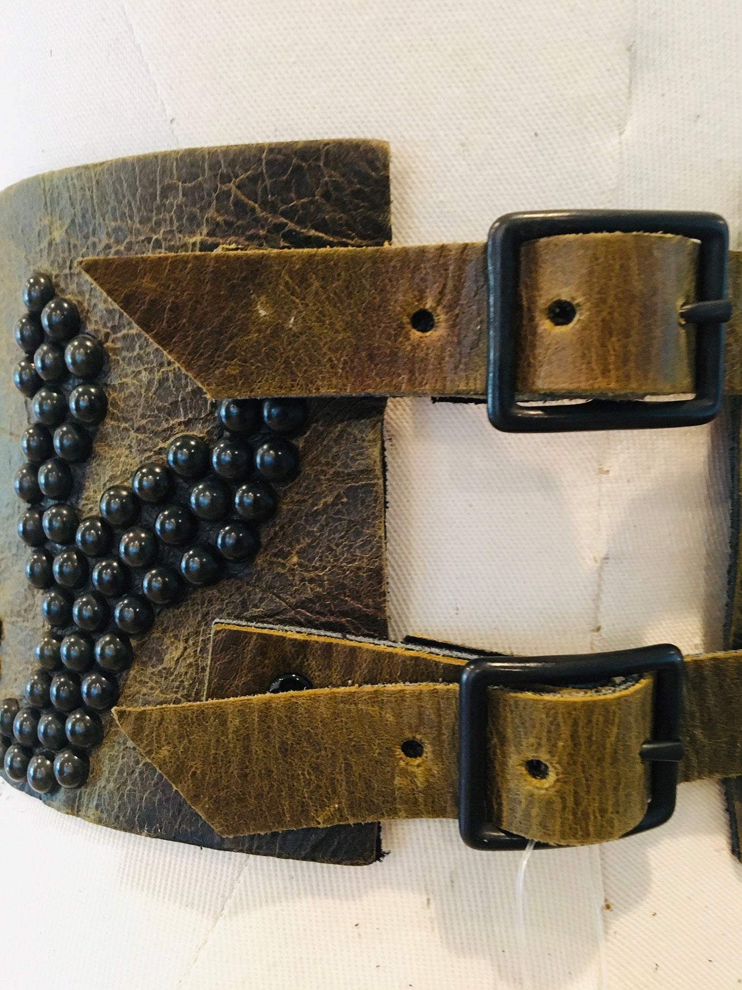 Wide Obi Camouflage 3D Studded Belt / Leather Obi Belt / High End Designer Belt / Small Extra Small