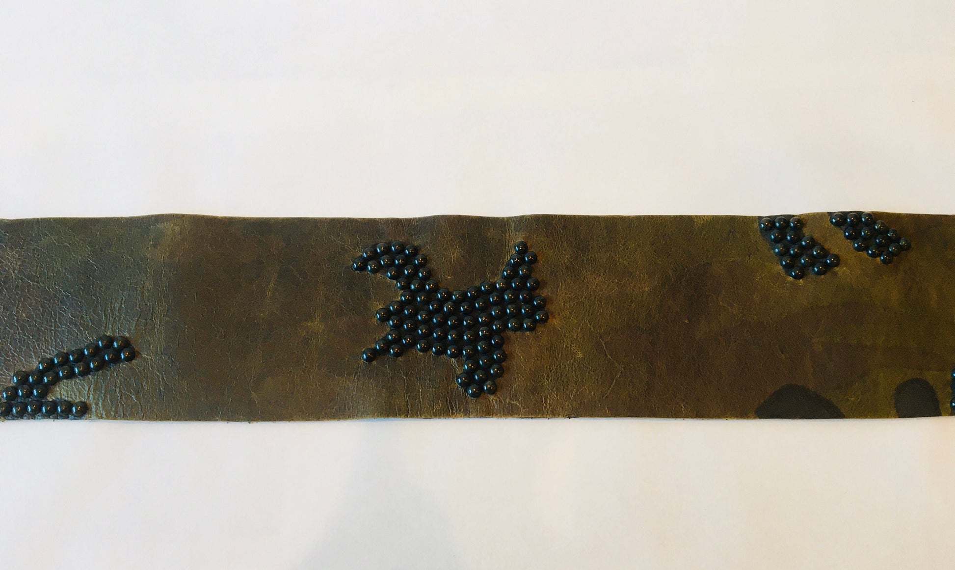 Wide Obi Camouflage 3D Studded Belt / Leather Obi Belt / High End Designer Belt / Small Extra Small