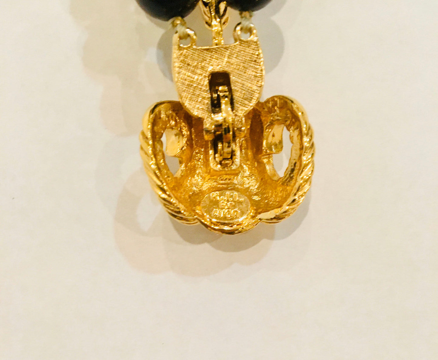 SALE 80s Kenneth J Lane Designer Signed Multi Strand Glam Necklace/ Double Strand Dramatic Ram Head / Party Necklace / Kenneth Jay Lane