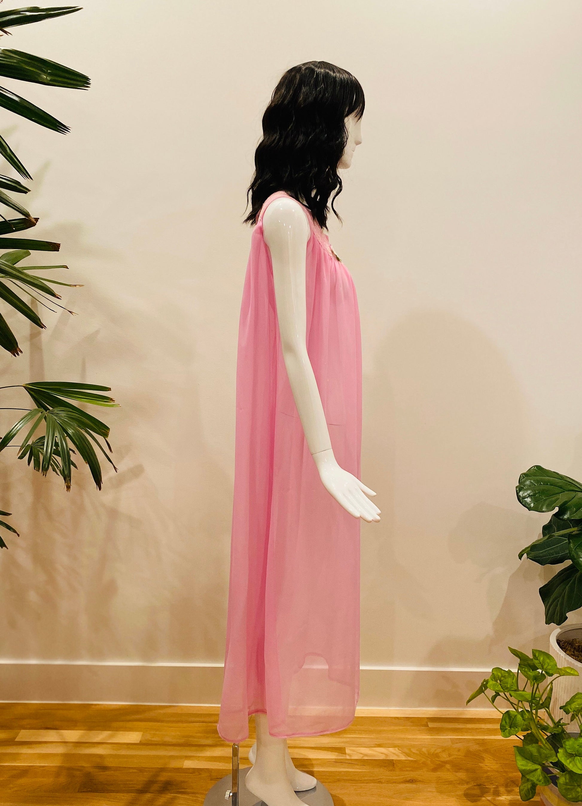 60s Mod Pink Lavender Nylon Baby Doll Negligée