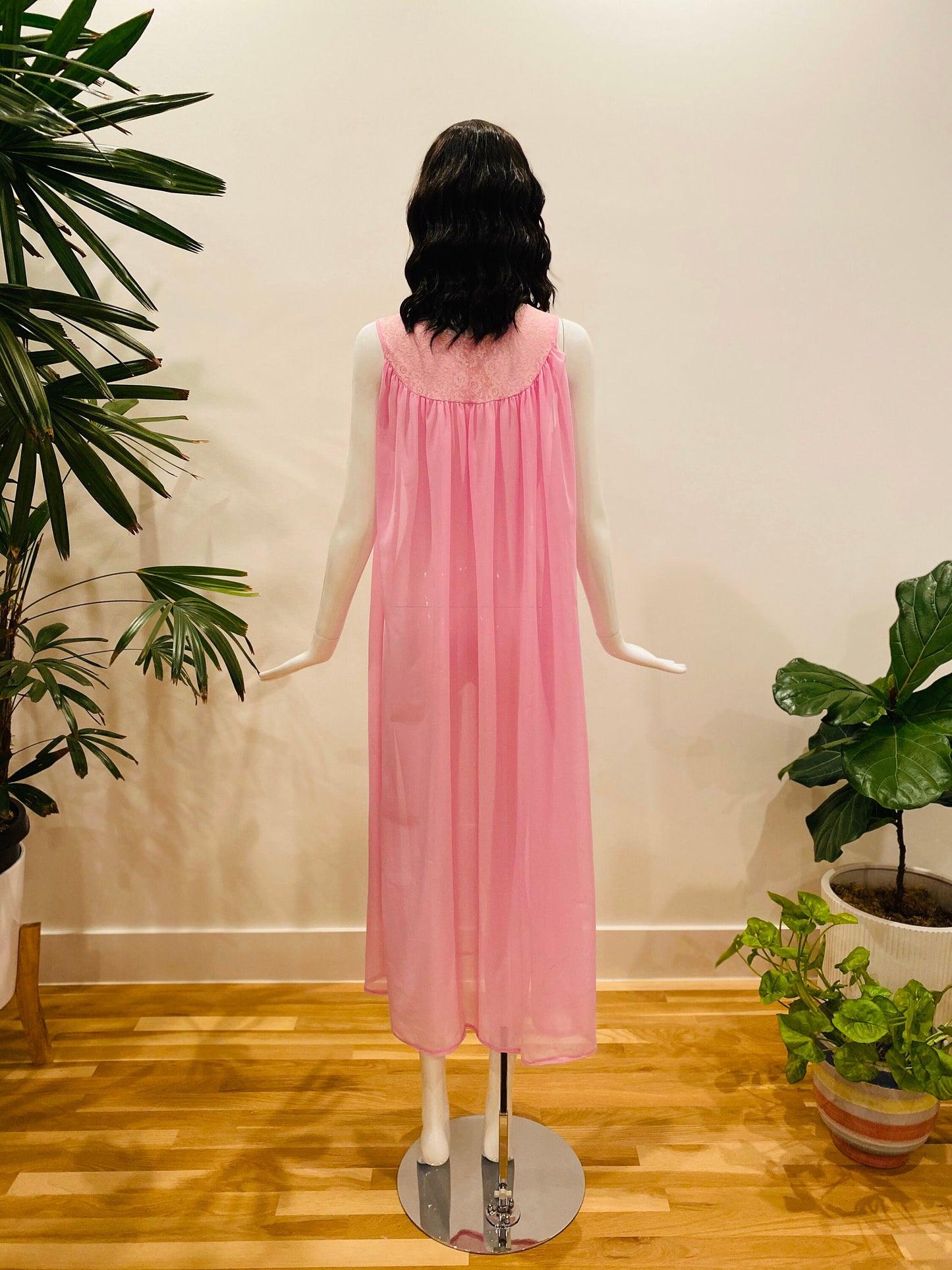 60s Mod Pink Lavender Nylon Baby Doll Negligée