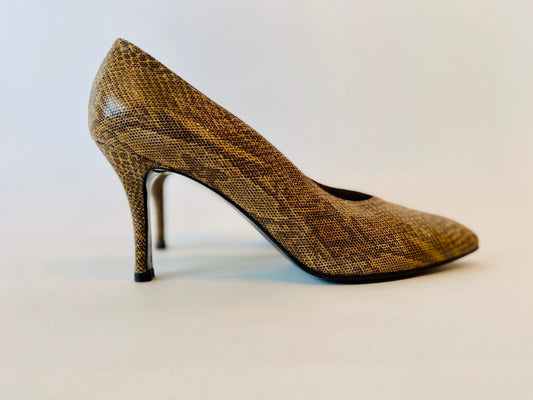 80s YSL Python Print Sexy High Heels Size 8
