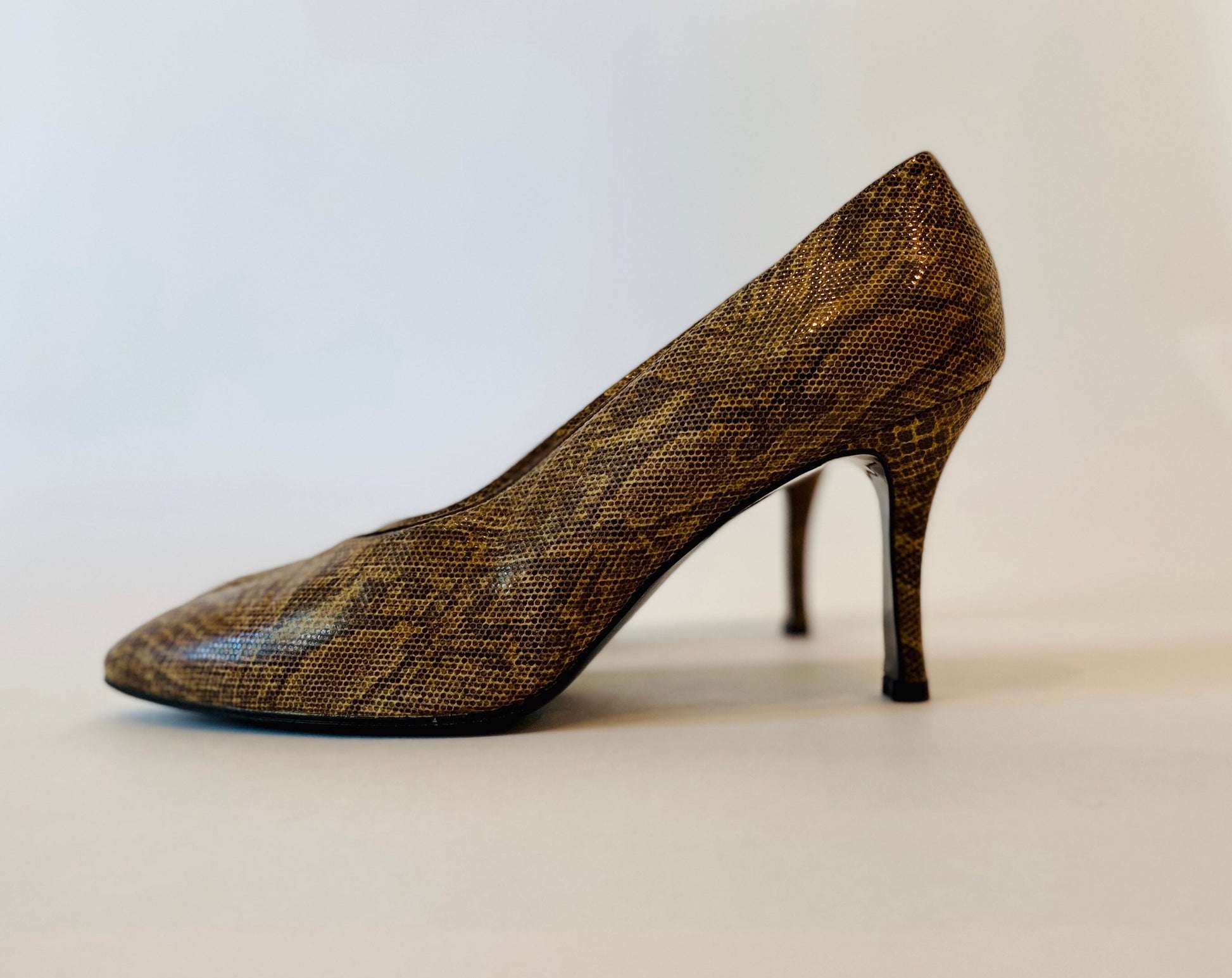 80s YSL Python Print Sexy High Heels Size 8