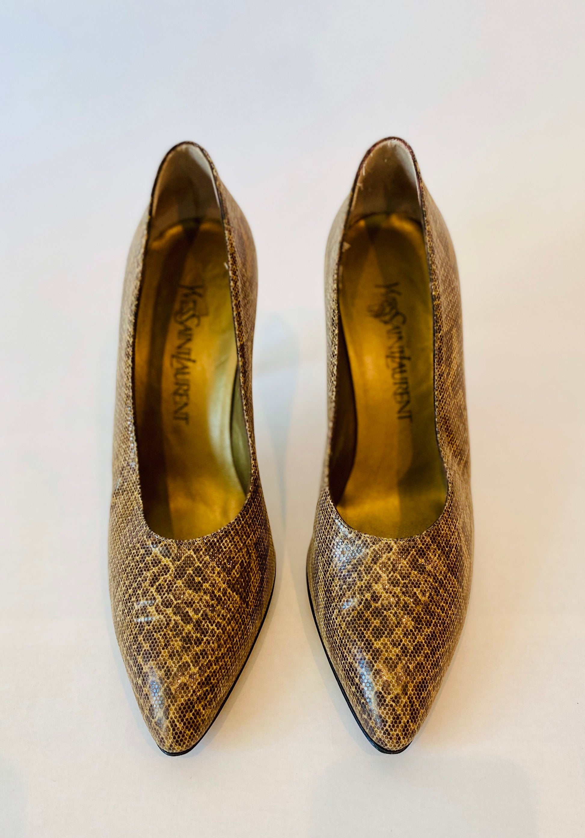 80s YSL Python Print Sexy High Heels Size 8
