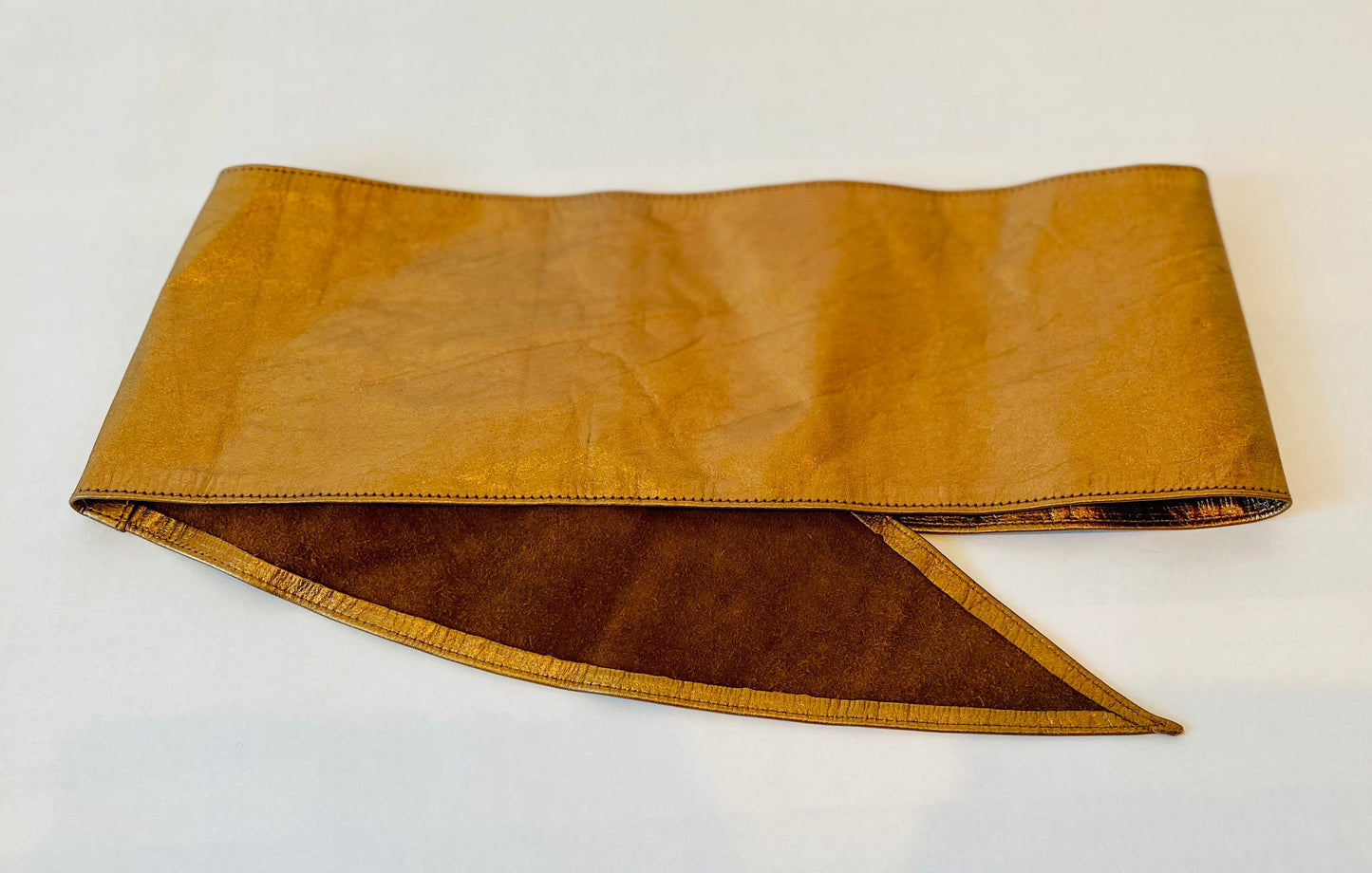 80s Wide Bronze Metallic Disco Soft Leather Hip Belt