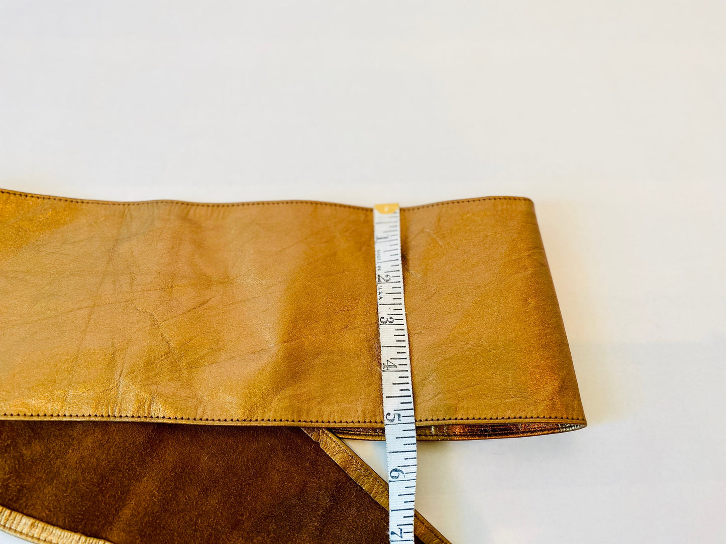 80s Wide Bronze Metallic Disco Soft Leather Hip Belt