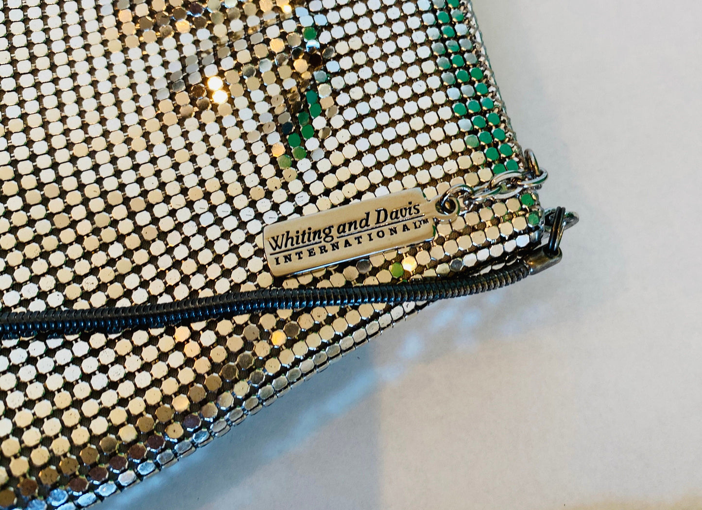 Vintage Whiting and Davis Silver Mesh Evening Disco Party Purse with Strap