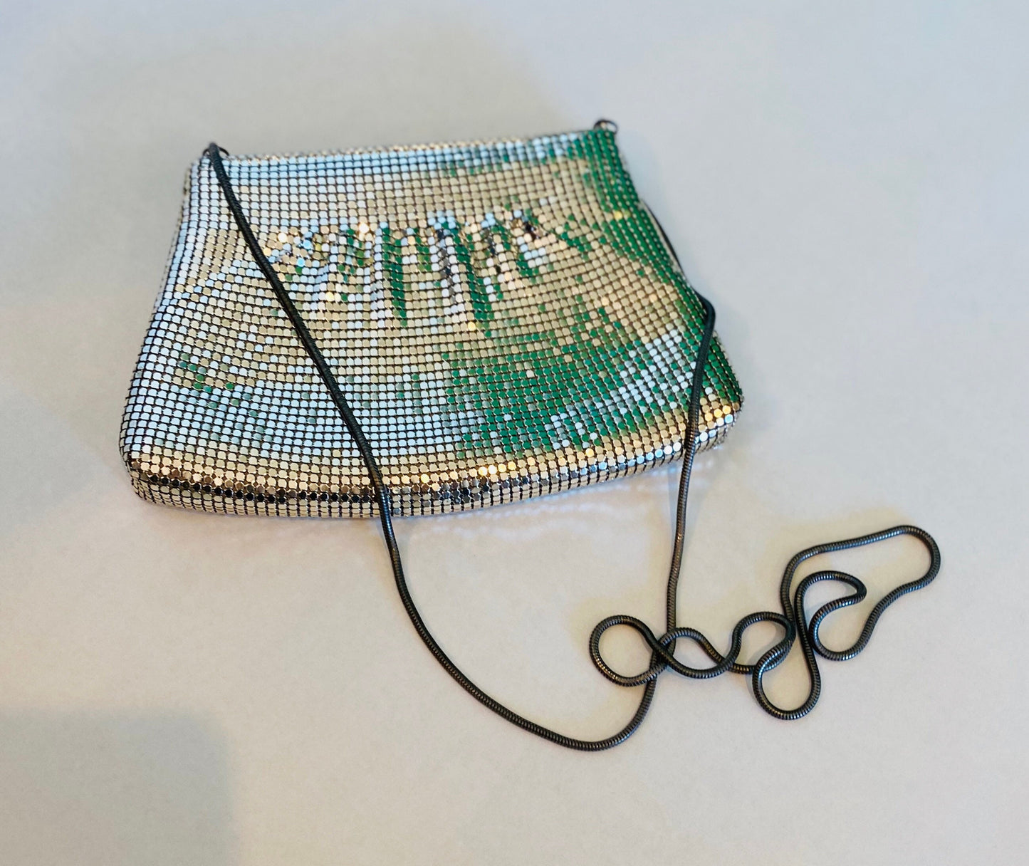 Vintage Whiting and Davis Silver Mesh Evening Disco Party Purse with Strap