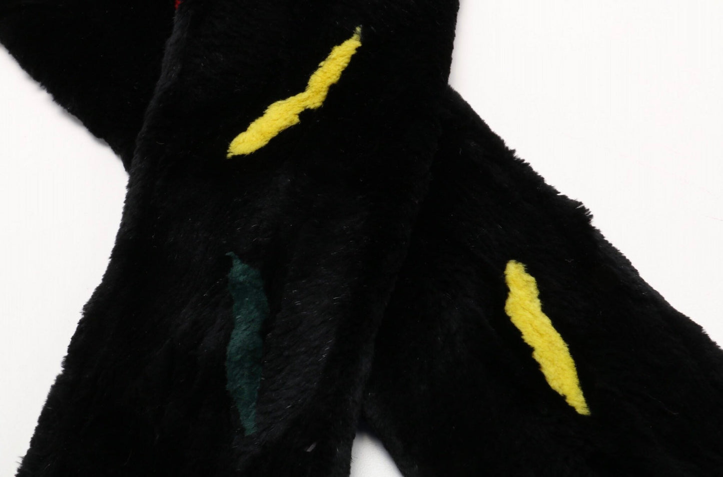 Fur Unisex Vintage Black Sheared Beaver Multi Color Abstract Stole Scarf 65" Long Zuki