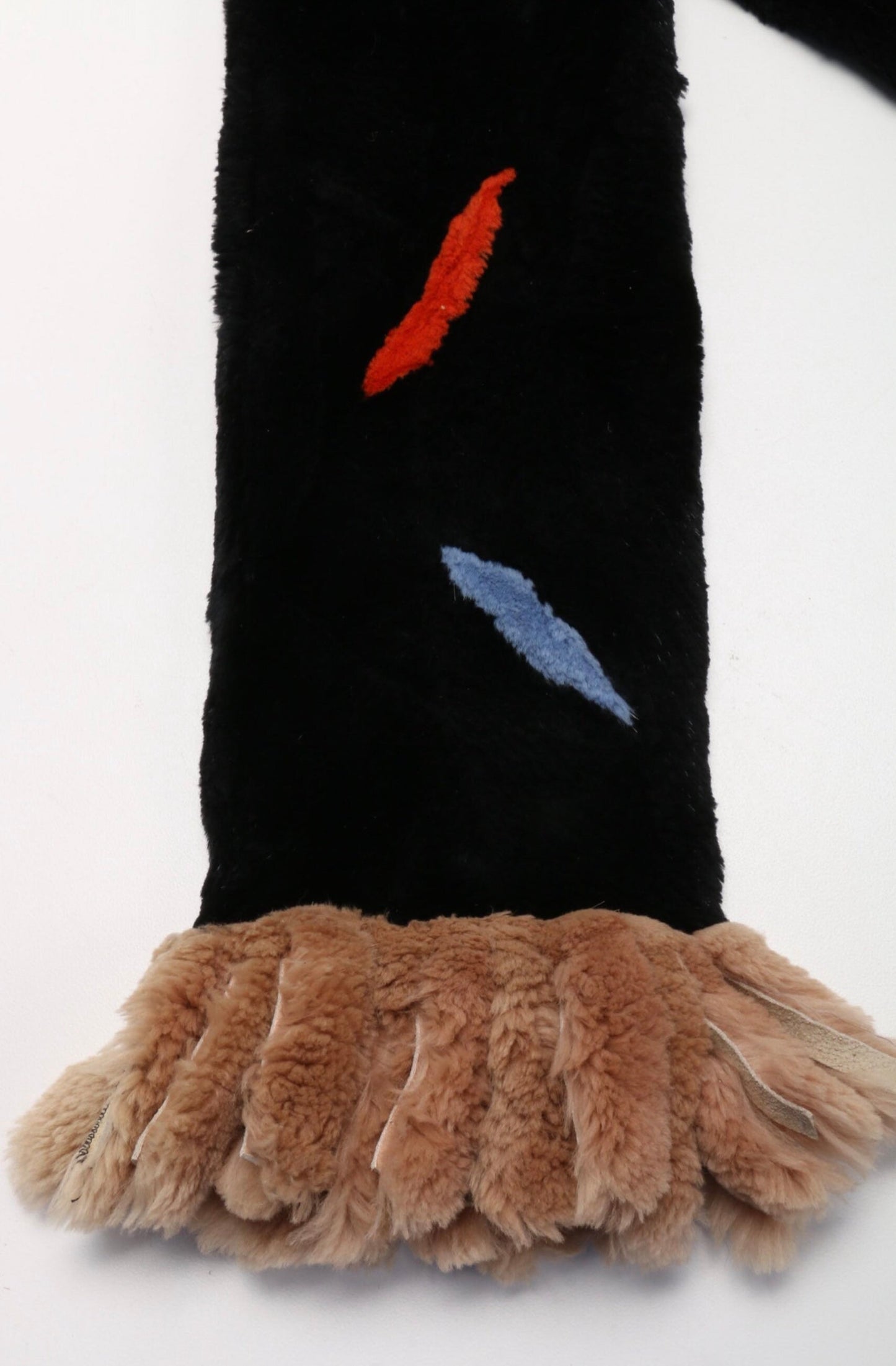 Fur Unisex Vintage Black Sheared Beaver Multi Color Abstract Stole Scarf 65" Long Zuki