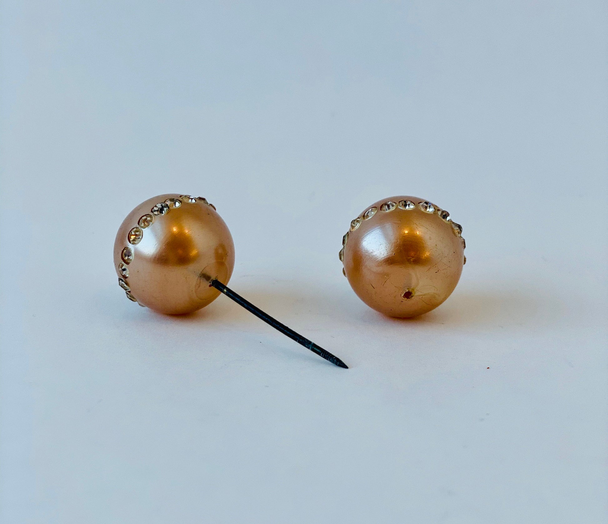 Antique Rare Blush Rhinestone Oversized Gum-ball Fur Pin