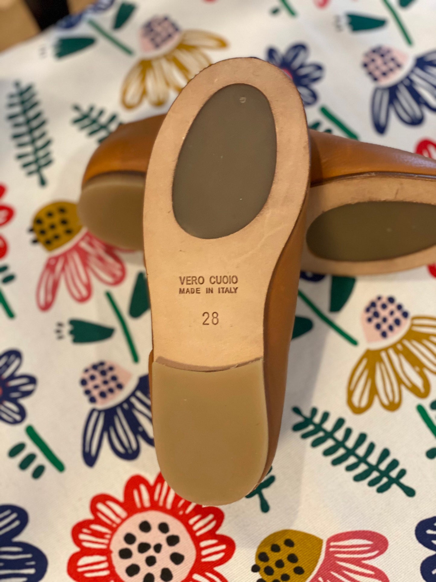 Luisa & Ernesto Little Girls Cognac Italian Leather Shoes Size 28