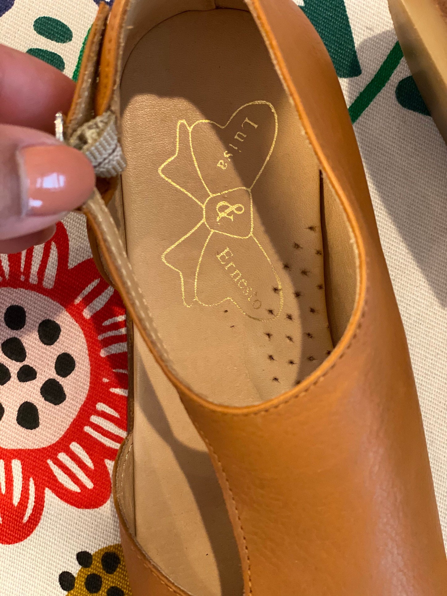 Luisa & Ernesto Little Girls Cognac Italian Leather Shoes Size 28