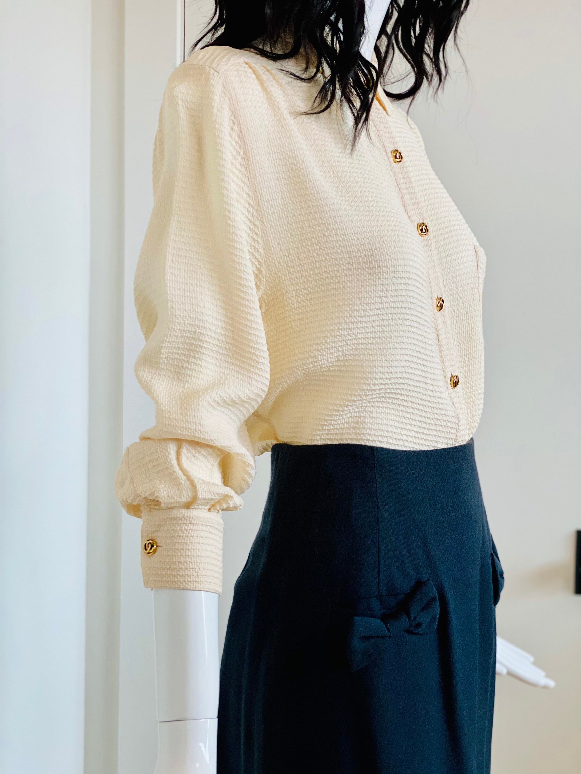 80s does 40s Throwback Long Wool Dark Grey Straight Skirt with Bow detail and Box Pleat