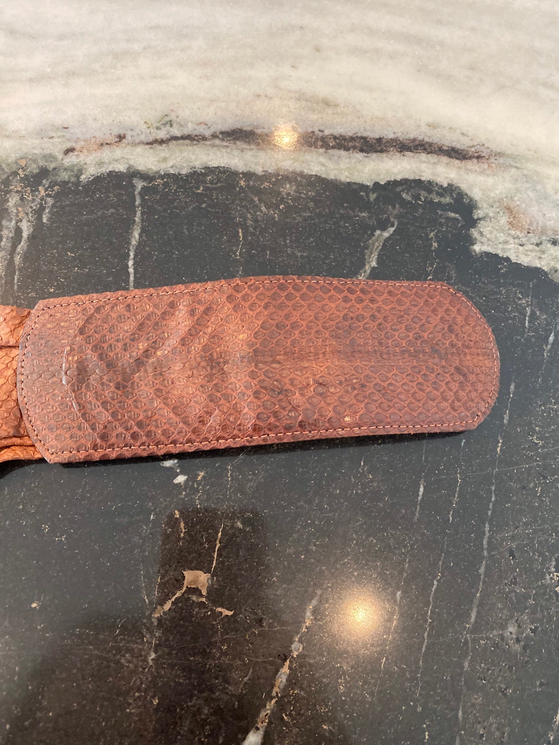 XS/Small Python Vintage High Waist Brown and Tan Neutral Wide Twisted Belt