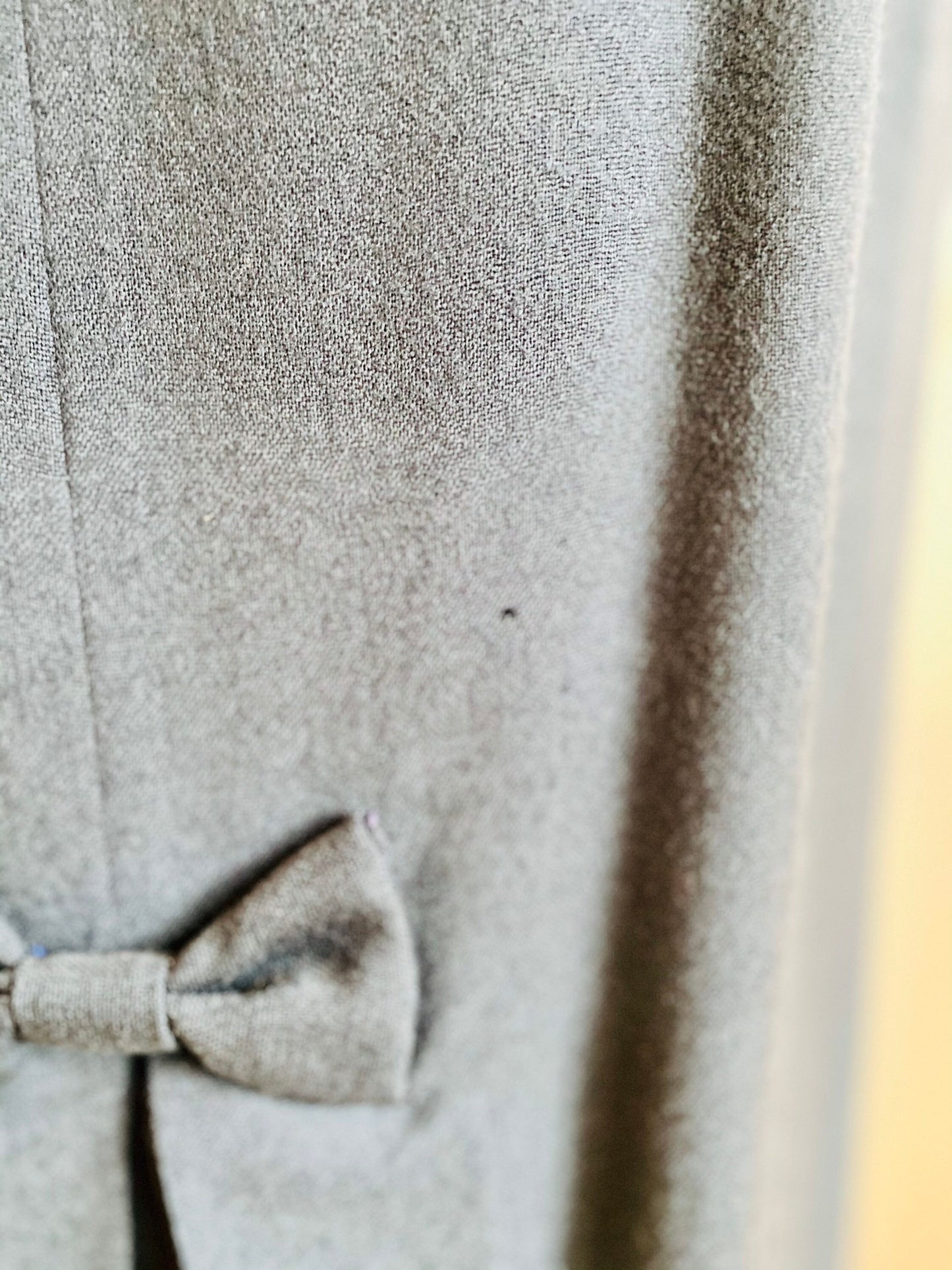 80s does 40s Throwback Long Wool Dark Grey Straight Skirt with Bow detail and Box Pleat