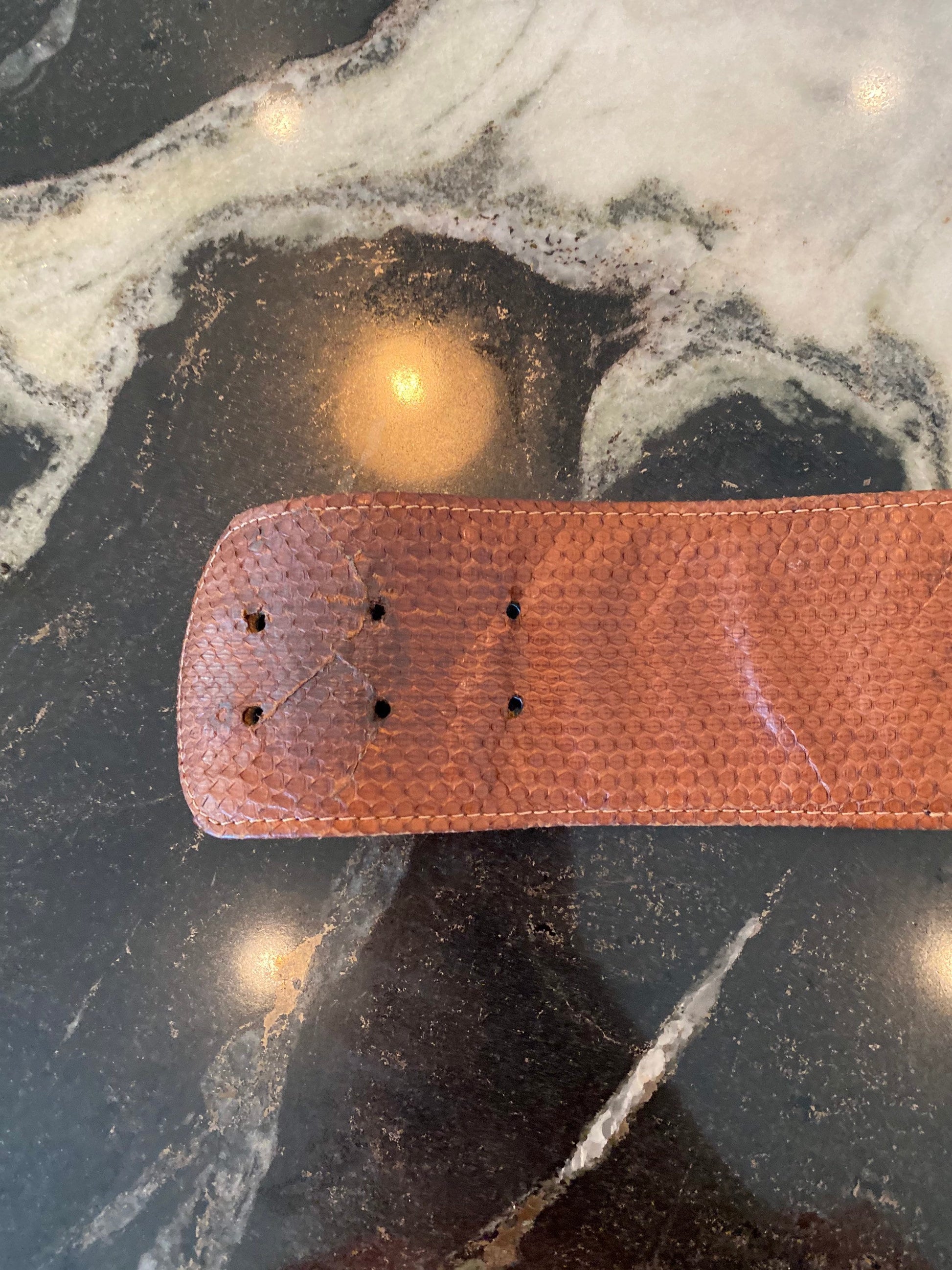 XS/Small Python Vintage High Waist Brown and Tan Neutral Wide Twisted Belt