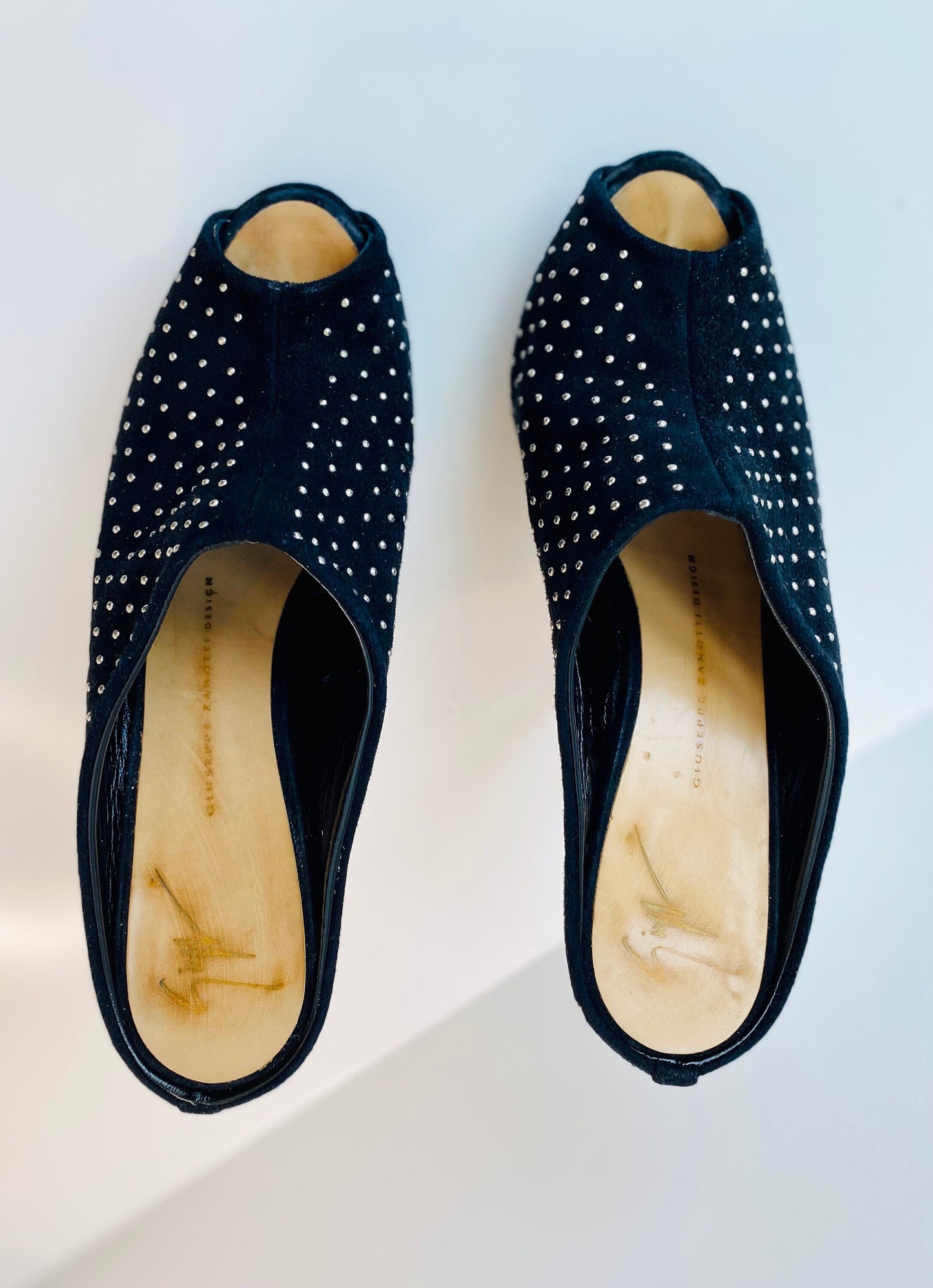 Sky High Sexy Y2K Giuseppe ZANOTTI Open toe Platform Studded Stilettos 38.5