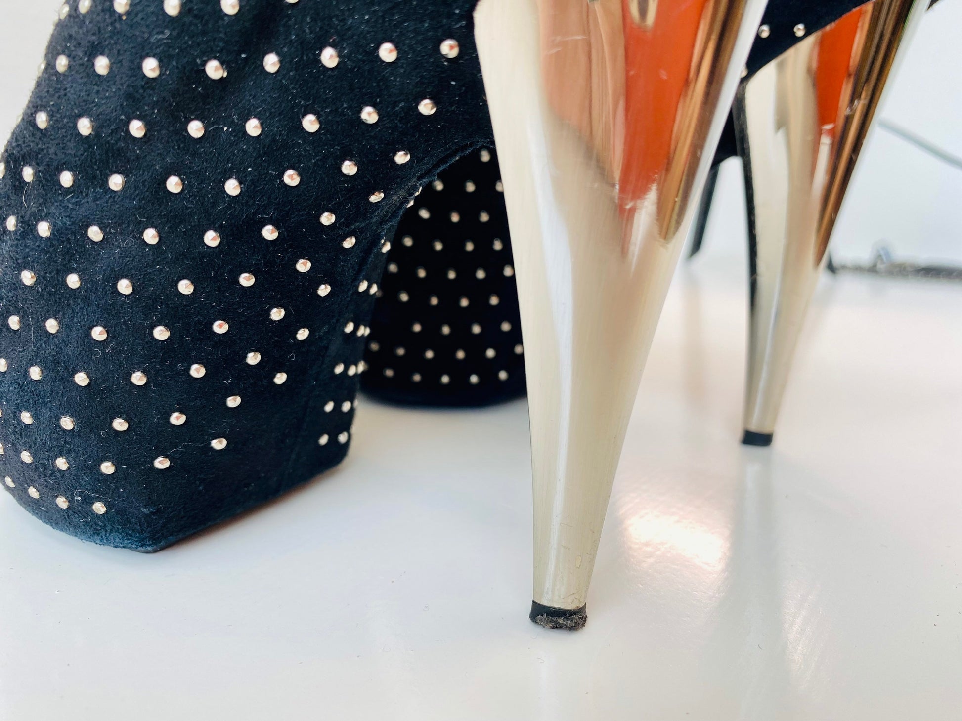 Sky High Sexy Y2K Giuseppe ZANOTTI Open toe Platform Studded Stilettos 38.5