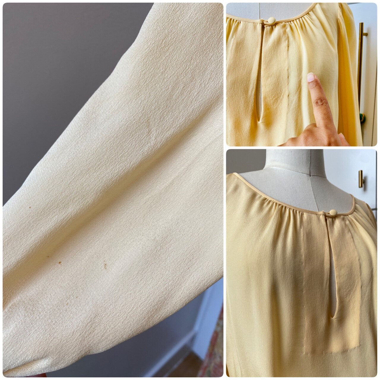 Adele Simpson Vintage Silk Floral Maxi Bohemian Ensemble Puffy Sleeves, Pleated Beaded Floral Maxi