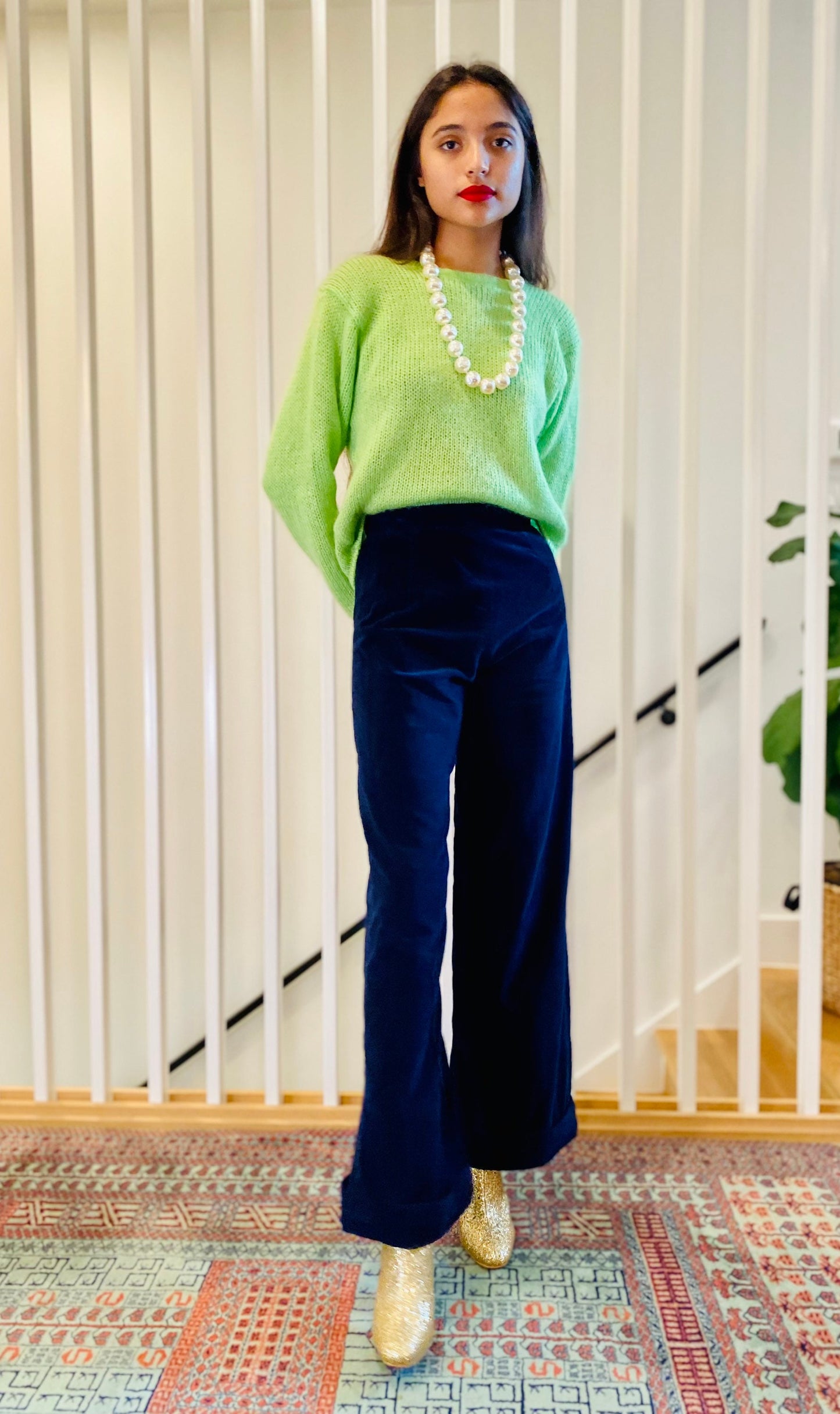 80s Mohair Blend Lime Green Fuzzy Sweater with Bat Sleeves