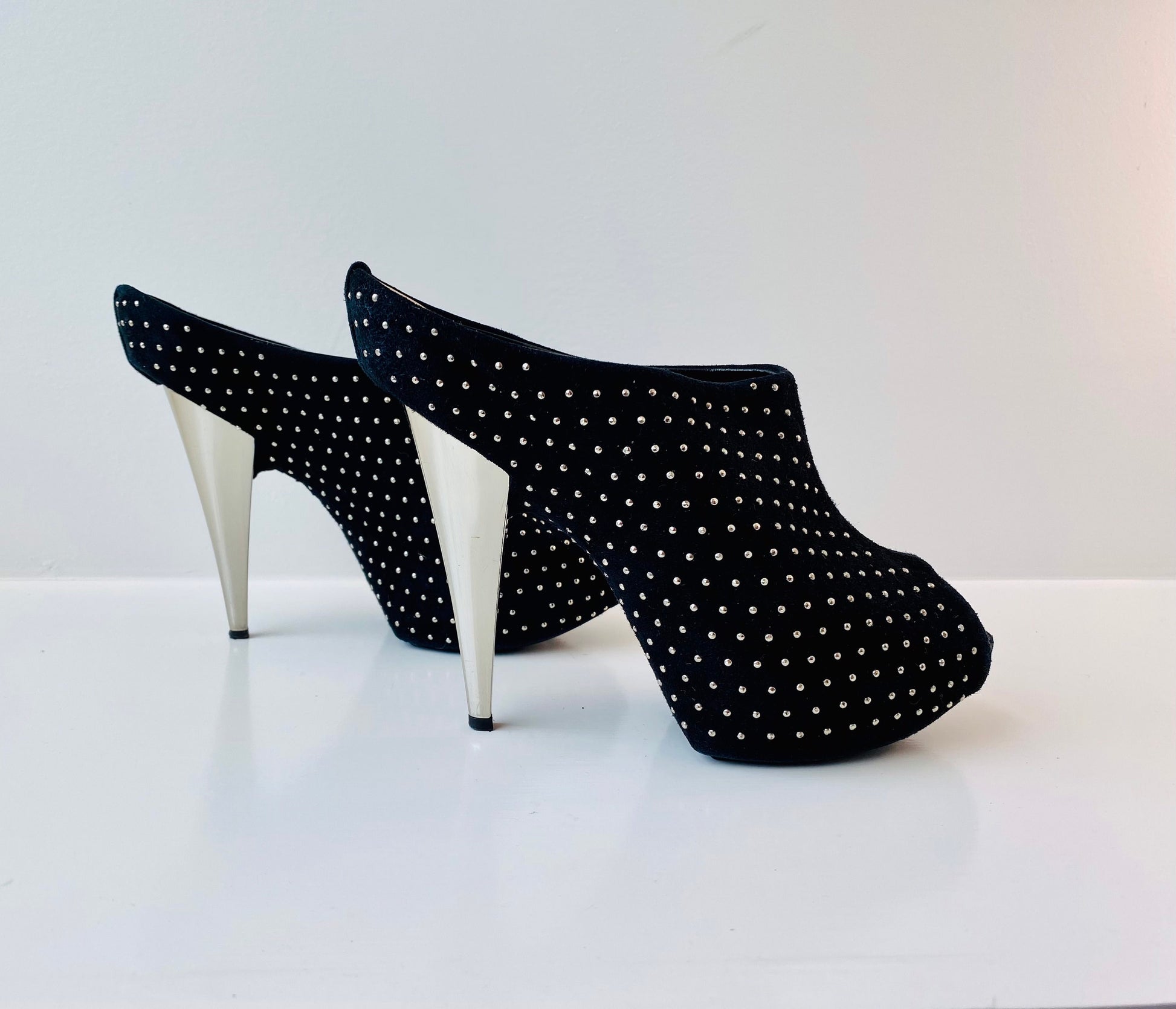 Sky High Sexy Y2K Giuseppe ZANOTTI Open toe Platform Studded Stilettos 38.5