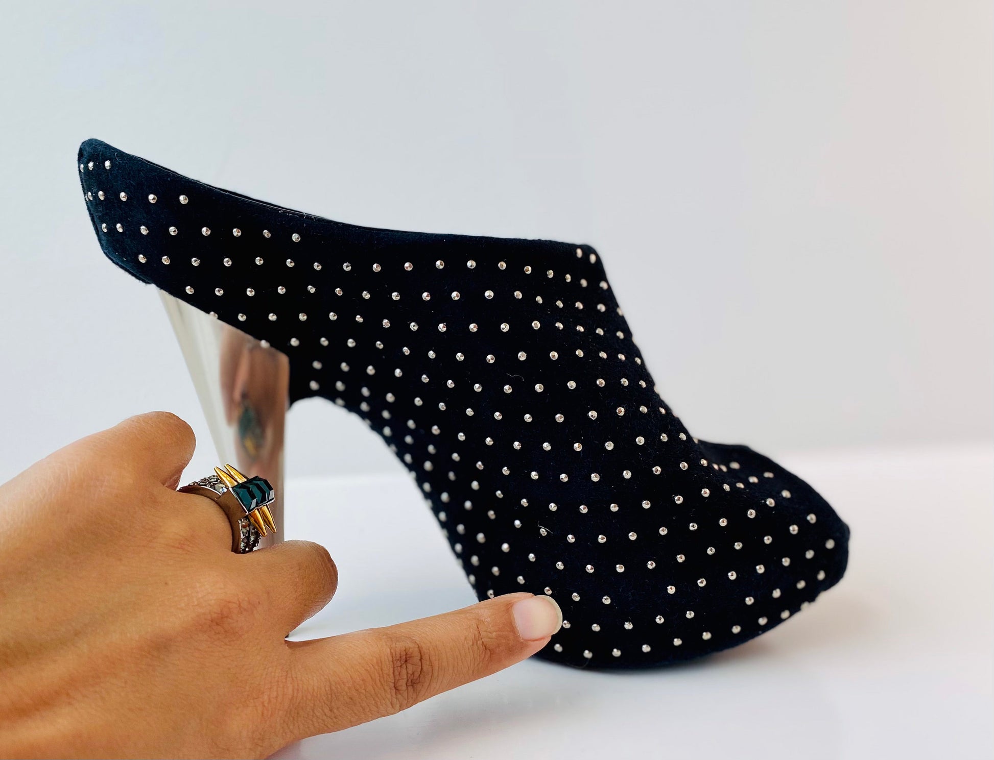 Sky High Sexy Y2K Giuseppe ZANOTTI Open toe Platform Studded Stilettos 38.5