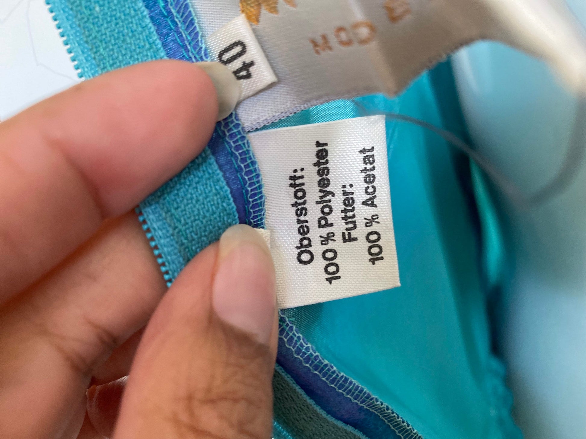 MCM 60s Blue Abstract Print Designer Balloon Sleeves Maxi Dress Gown 30" Waist