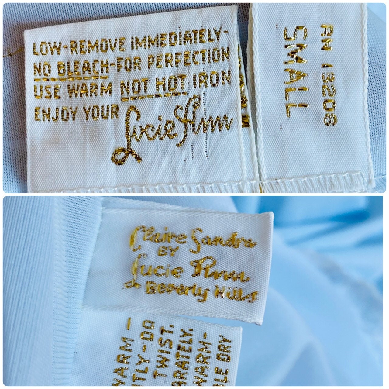 60s Lucie Ann Beverly Hills Claire Sandra Blue Nylon and Lace Sweeping Negligee