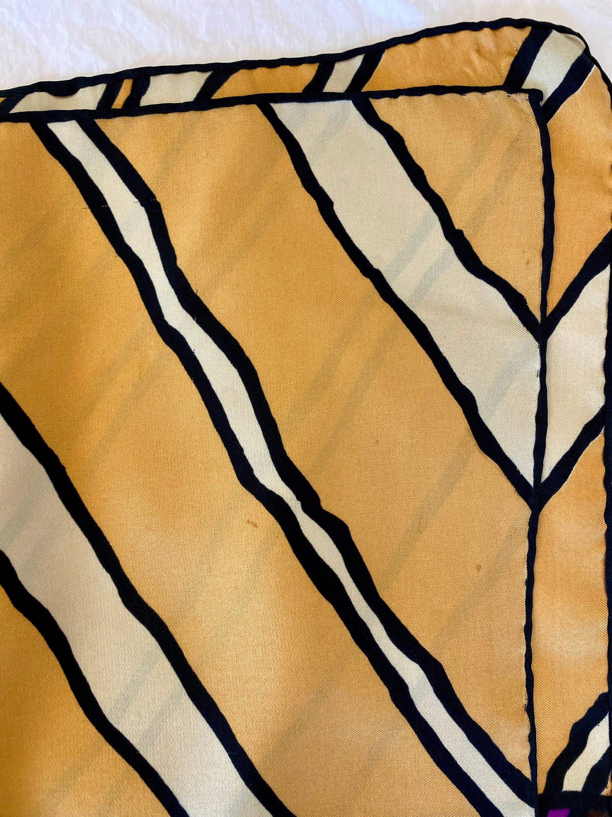 70s Groovy Retro Oversized Bill Blass Long Silk Scarf Hand Rolled 58" X 13"