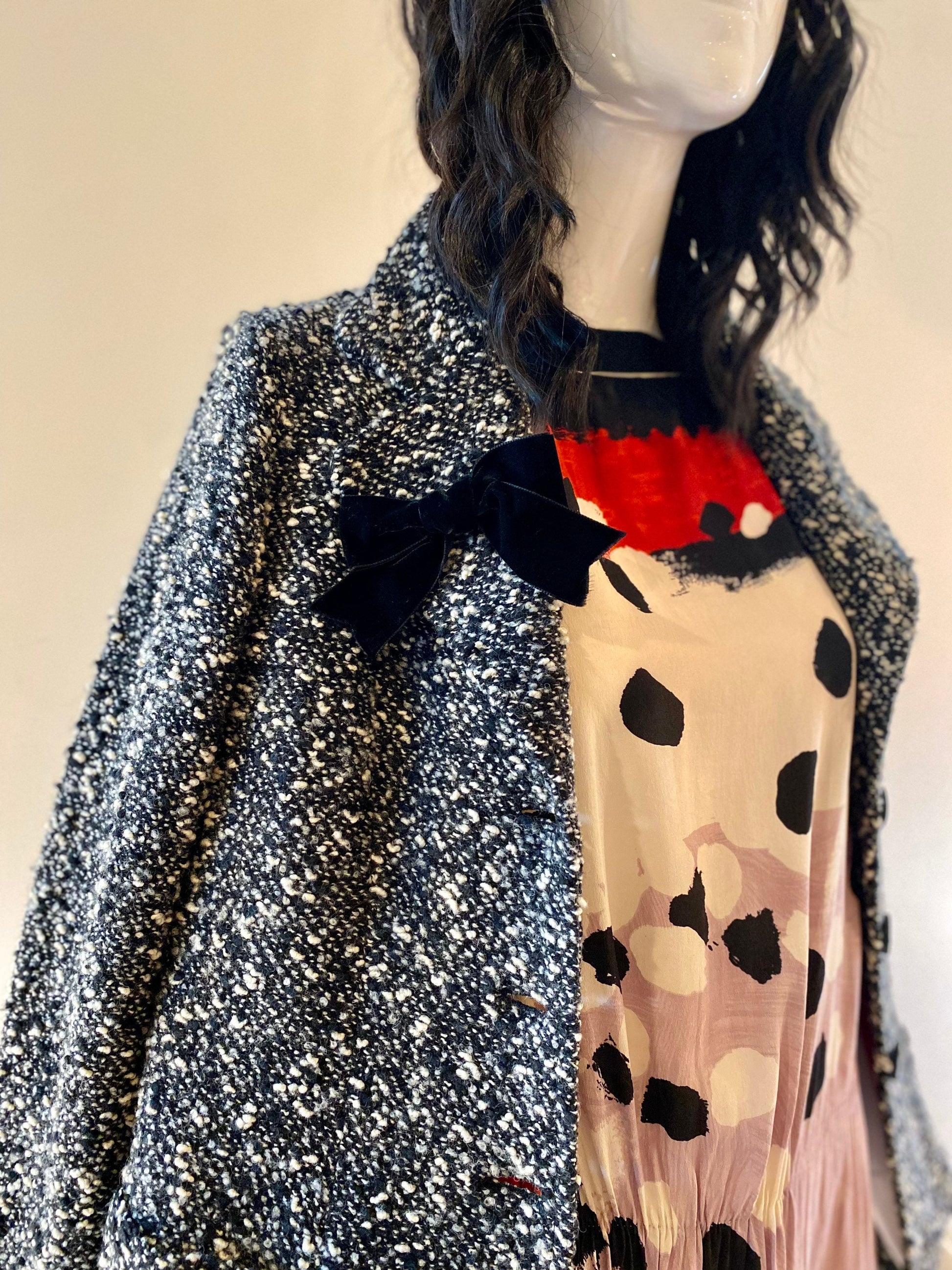 Nannette Lapore Boucle Tweed Oversized Belle Sleeves, Funky Lined Jacket Large