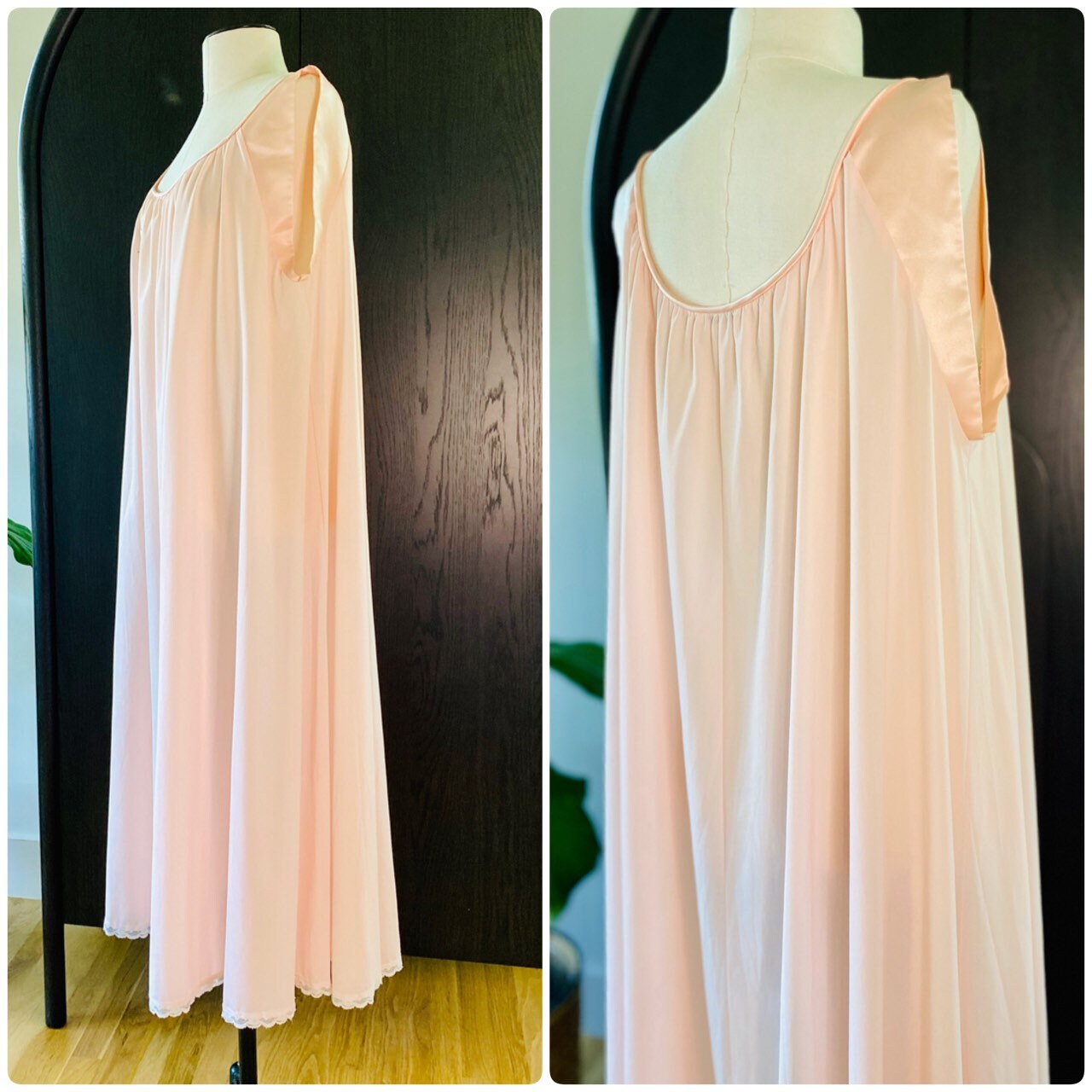60s Lucie Ann Mod Pink Nylon Big Sweep Muumuu Negligee