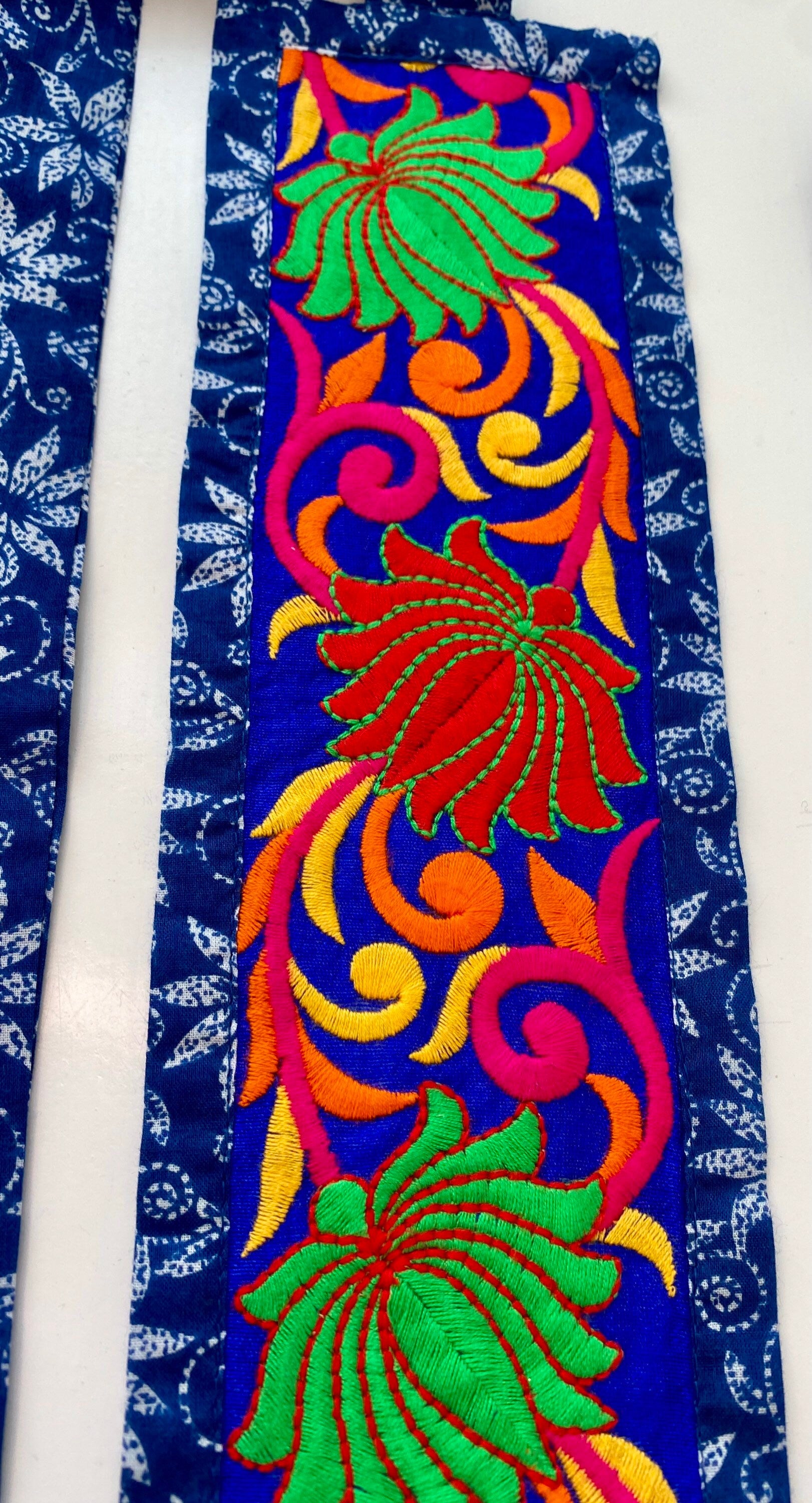 Indian Floral Boho Embroidered Hand Block Print Sash