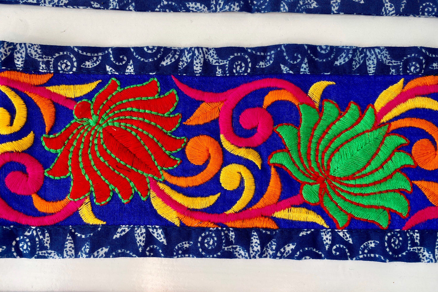 Indian Floral Boho Embroidered Hand Block Print Sash